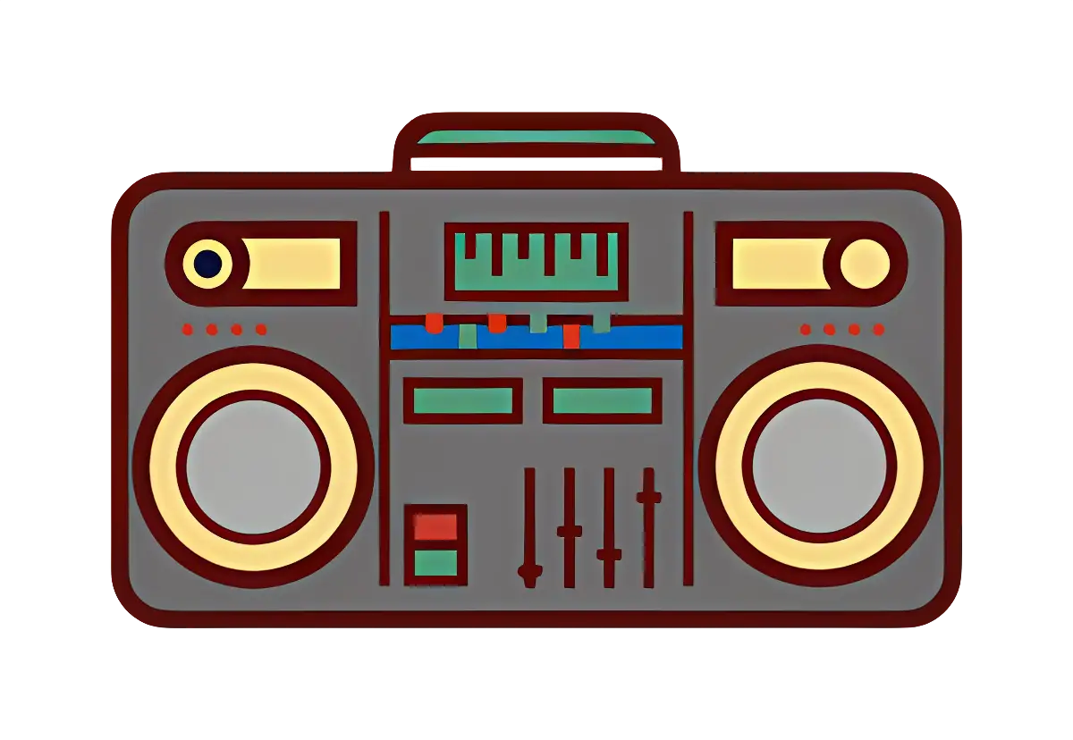 Retro Boombox Illustration with Vibrant Design