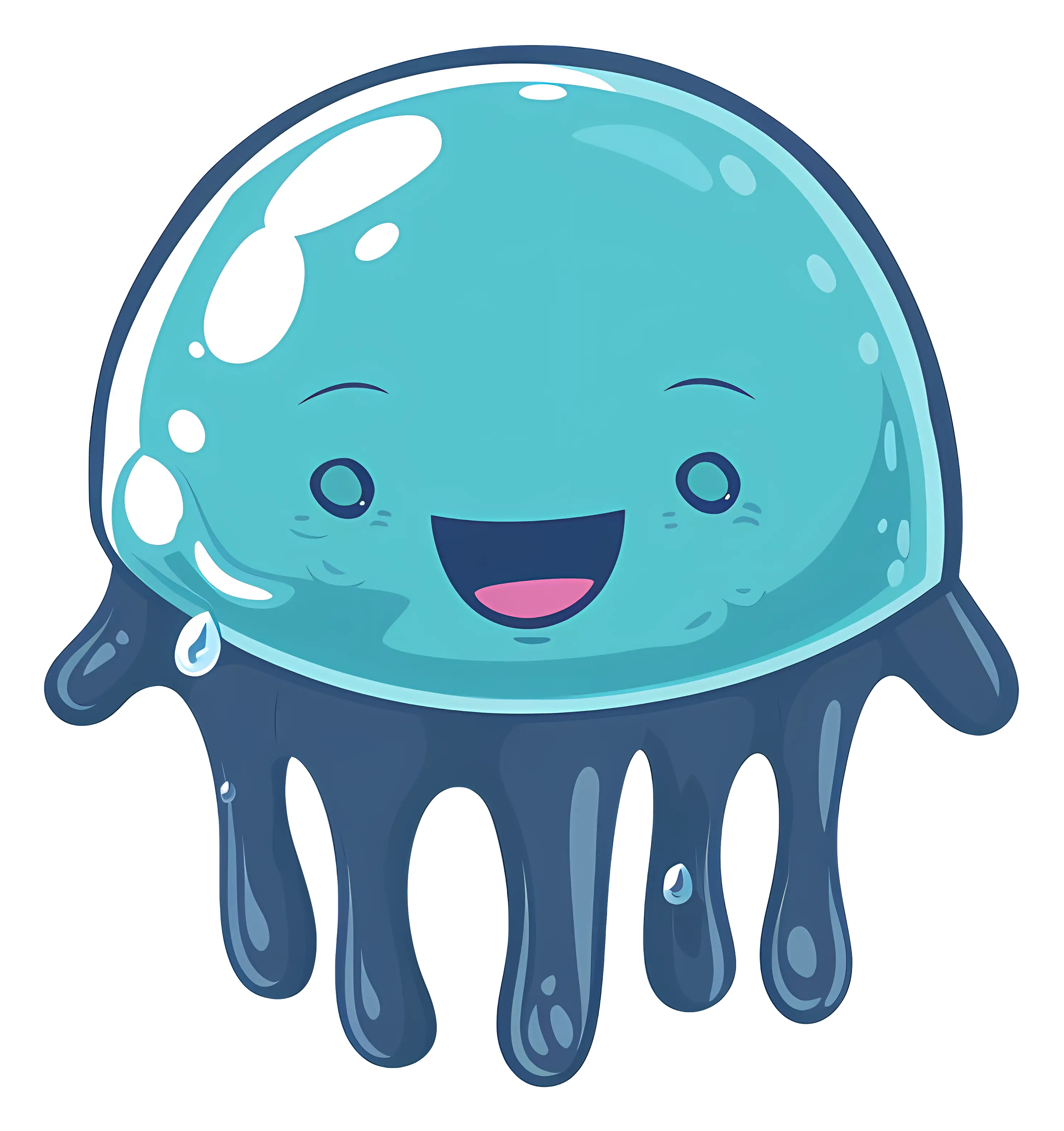 Cute Blue Cartoon Jellyfish