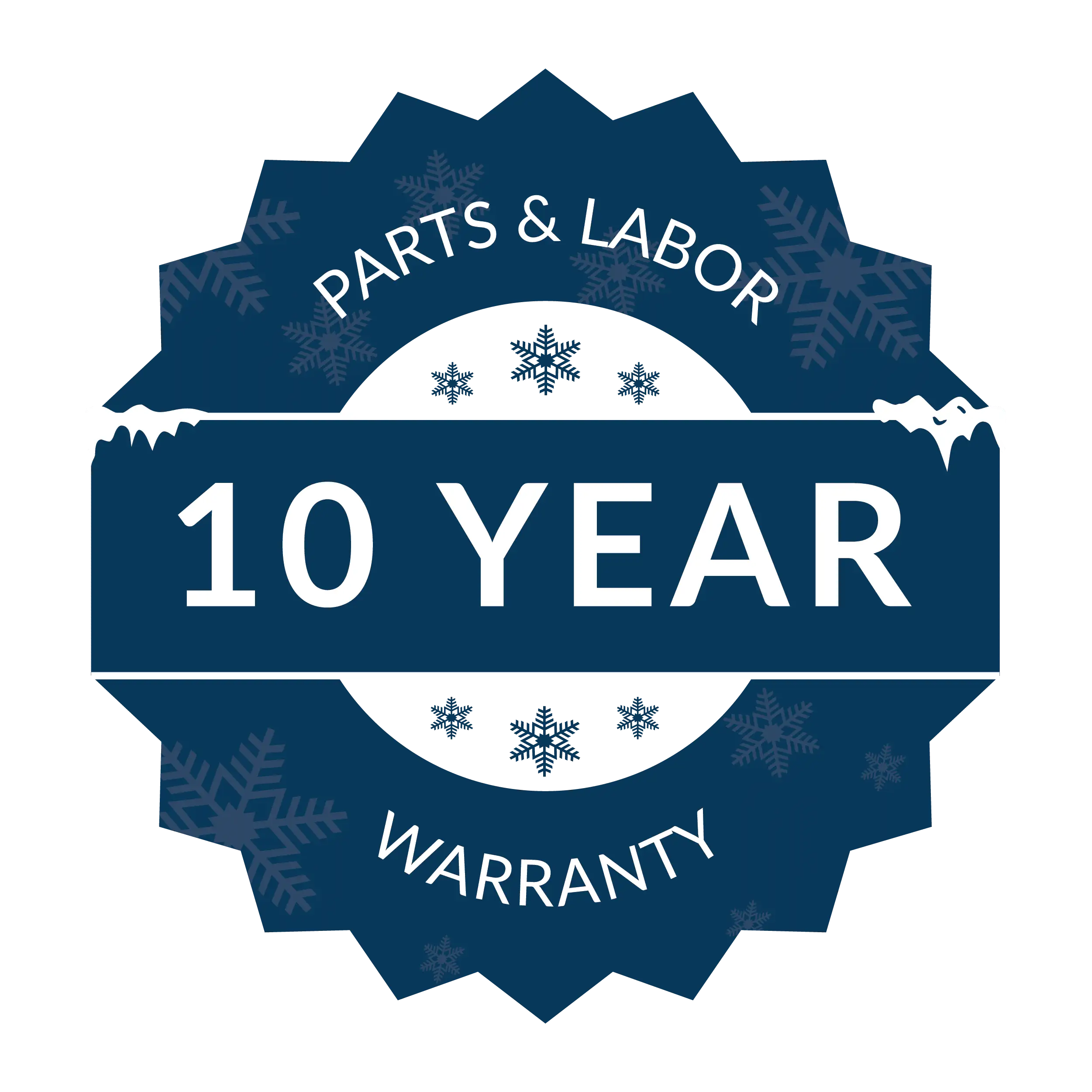 10 Year Parts &amp; Labor Warranty Badge