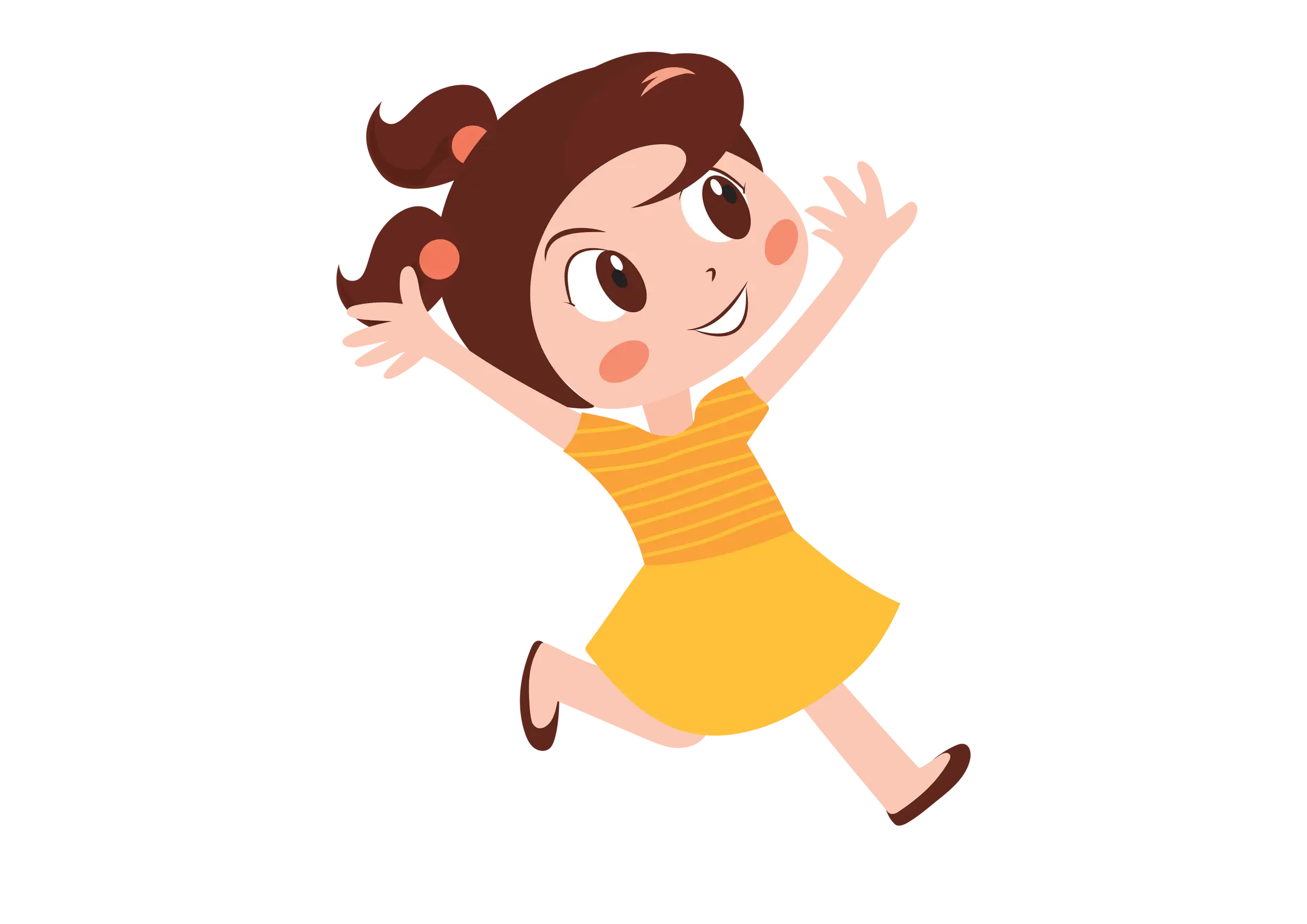 Happy Cartoon Girl Jumping