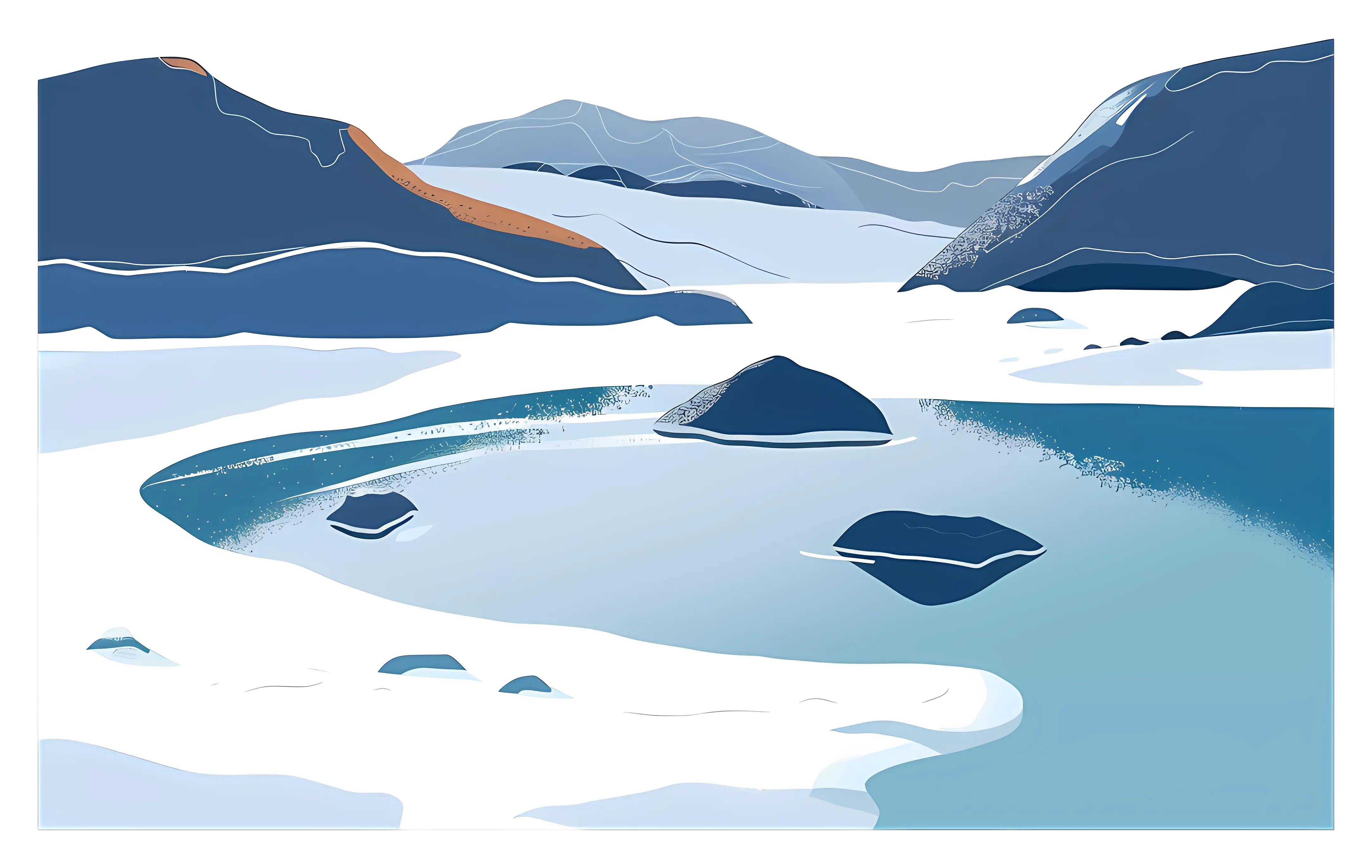 Icy Landscape with Frozen Lake