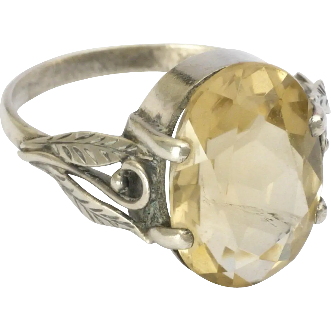 Elegant Silver Ring with Yellow Gemstone