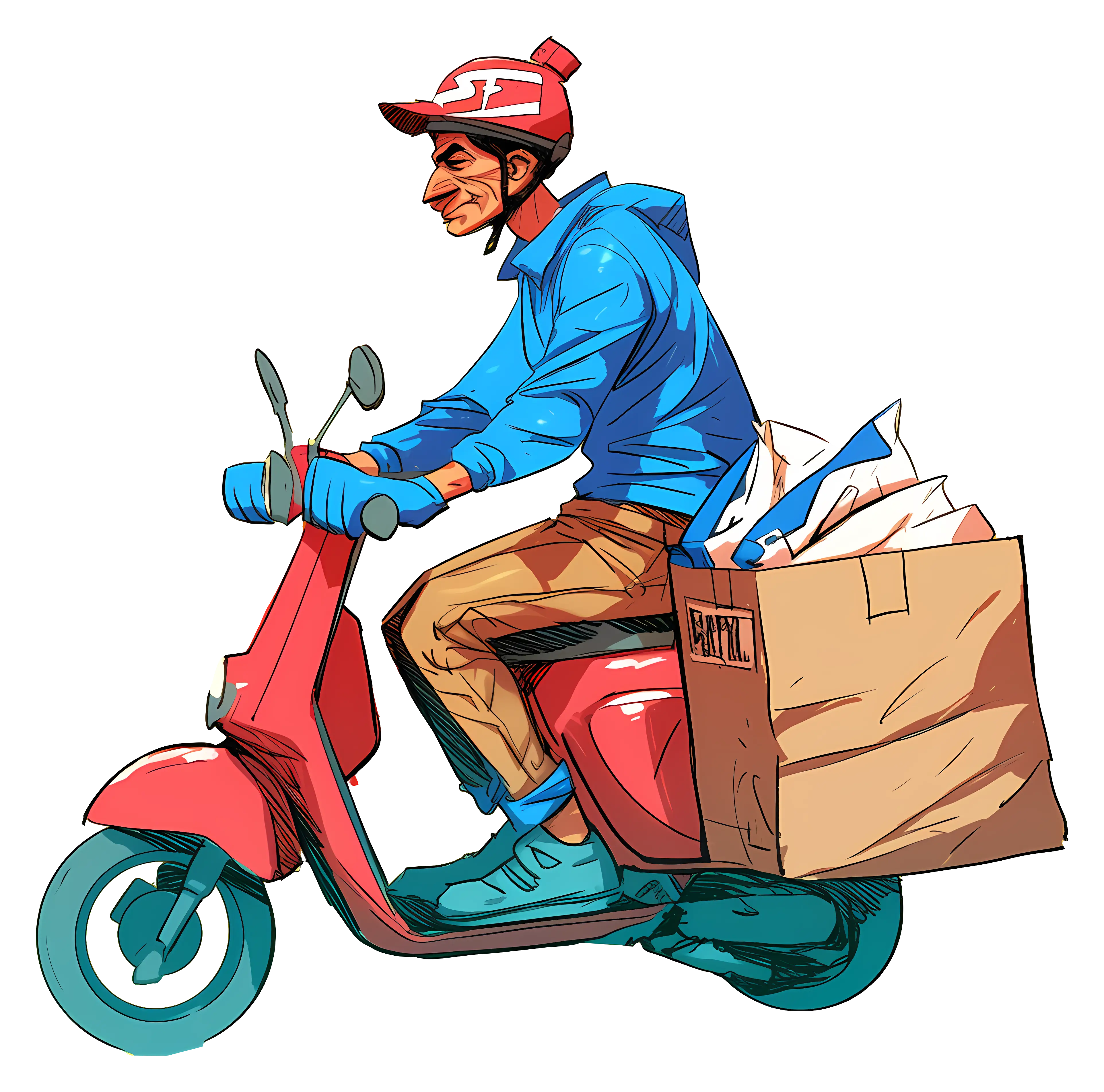 Delivery Man on Red Scooter