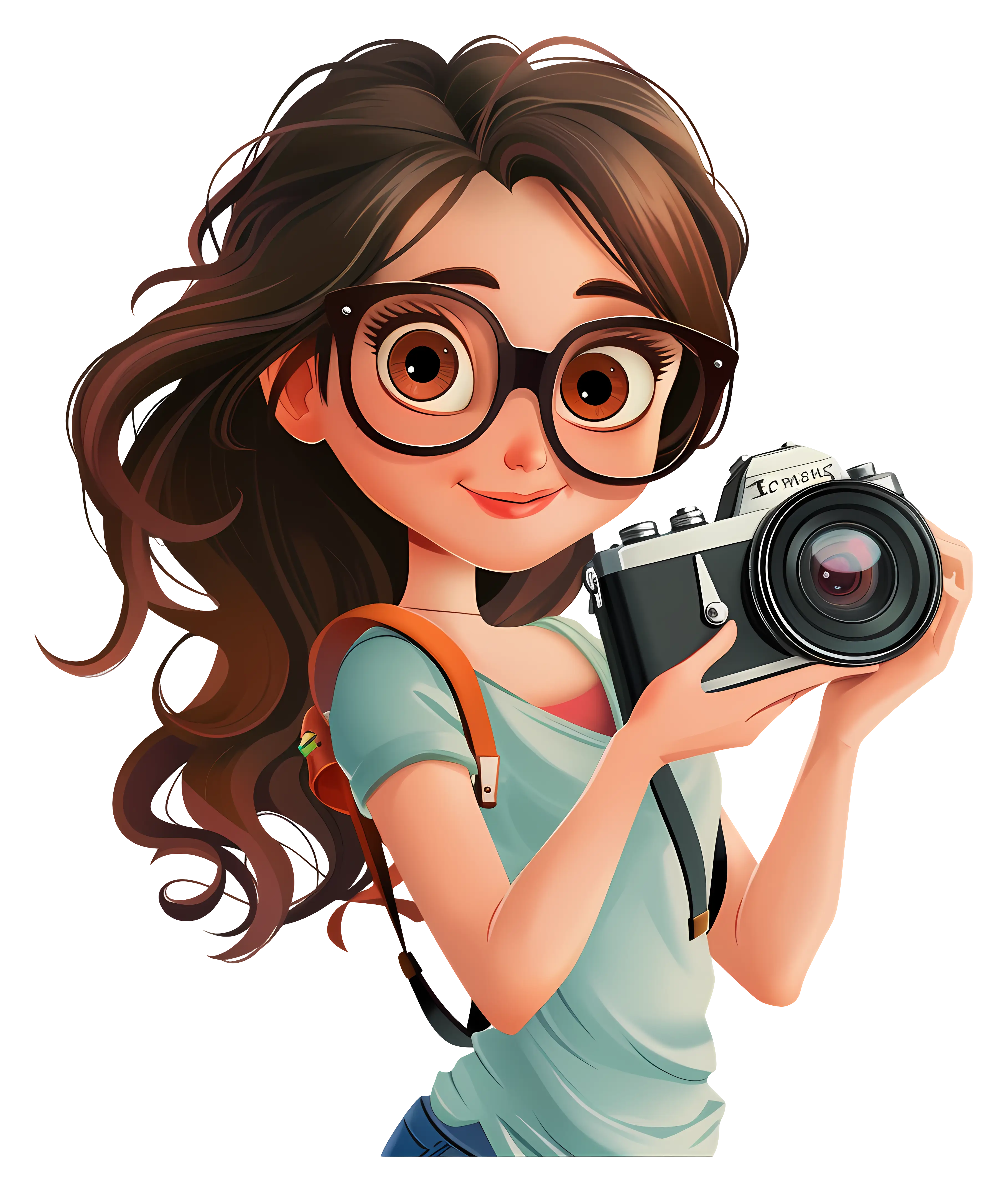 Cartoon Female Character Holding a Camera