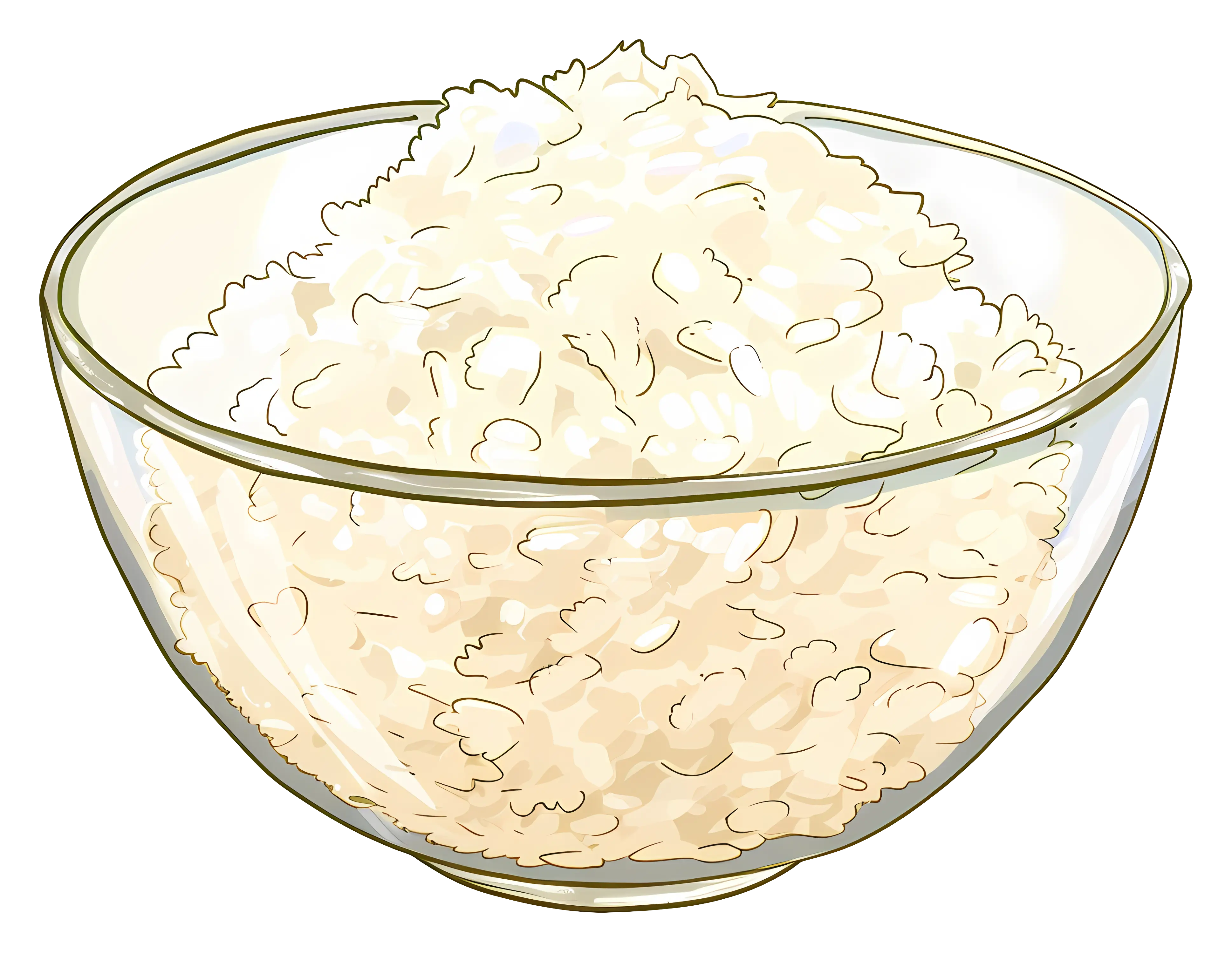 Bowl of Steamed White Rice Illustration