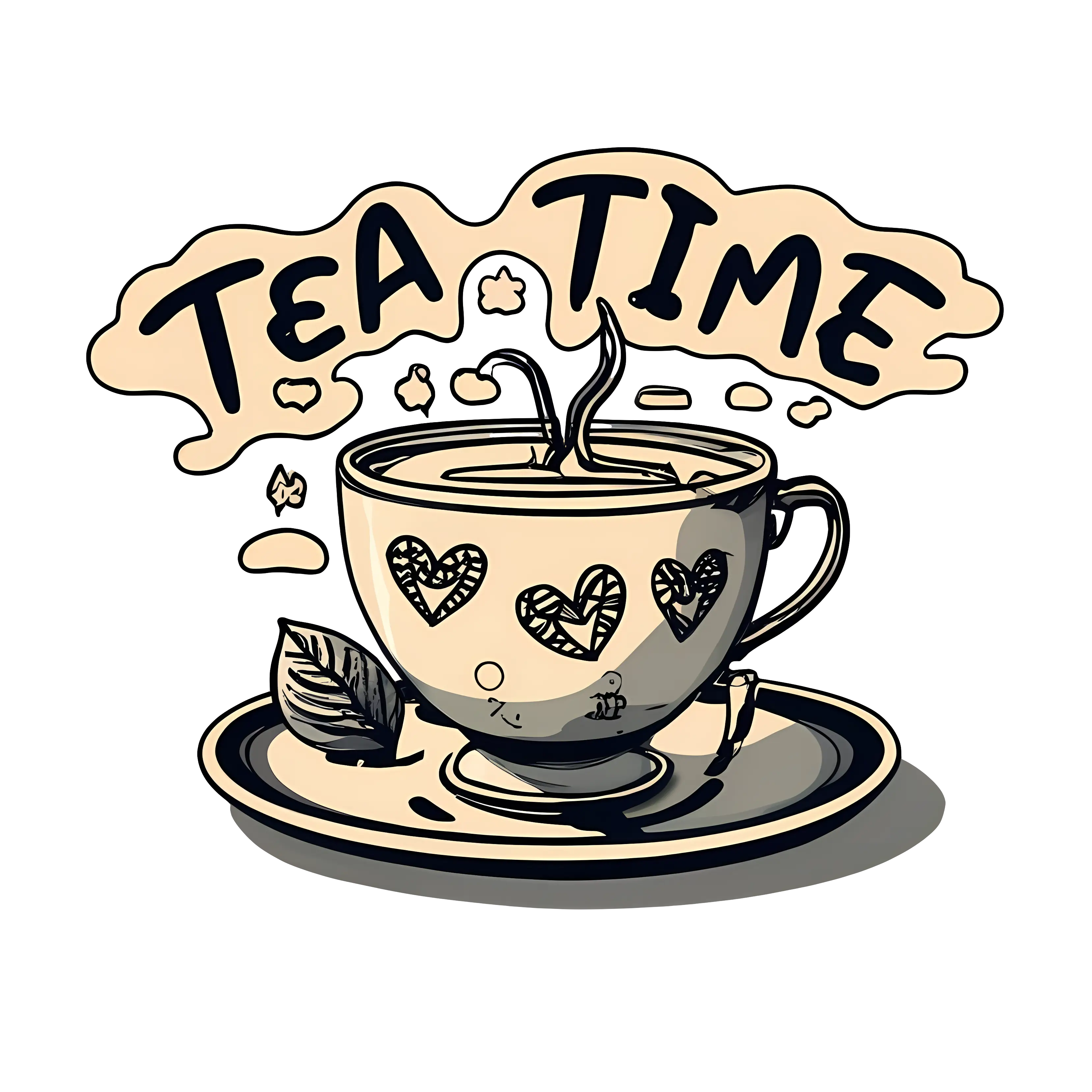 Cute tea cup design with heart art
