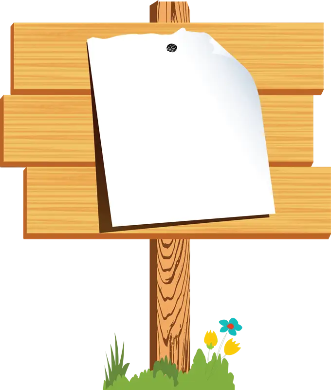 Wooden Signboard With Blank Paper Note