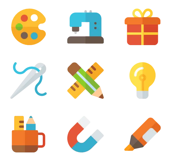 Colorful Craft and Art Tools Icons