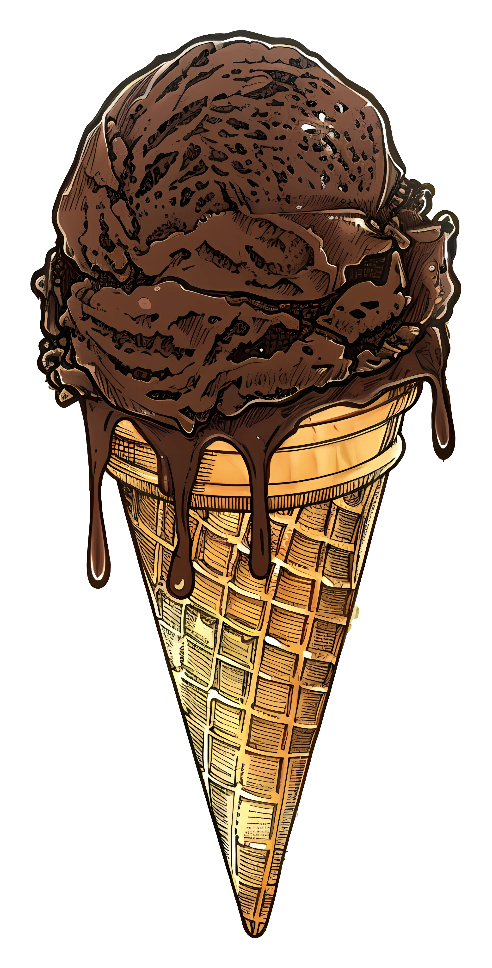 Chocolate Ice Cream Cone Illustration