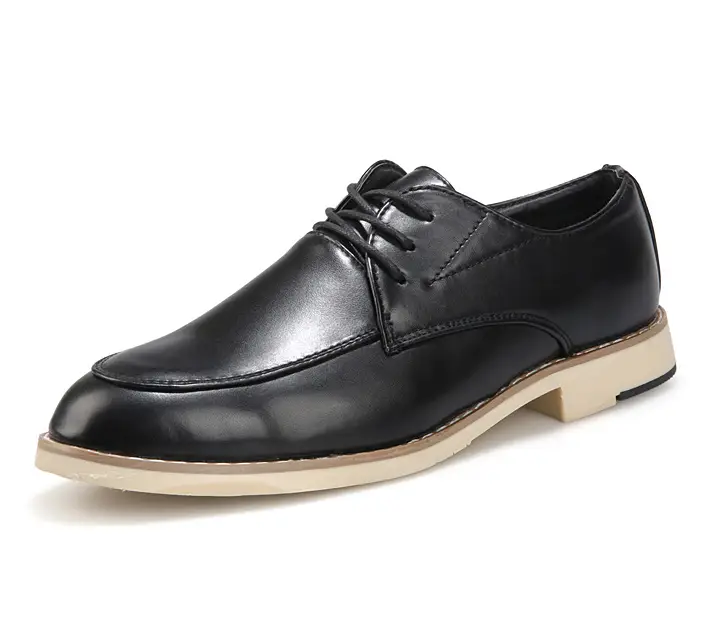Black Formal Leather Shoe with White Sole
