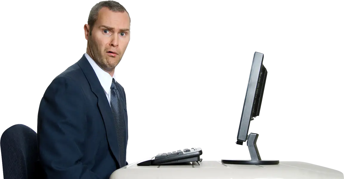 Man in Suit at Computer