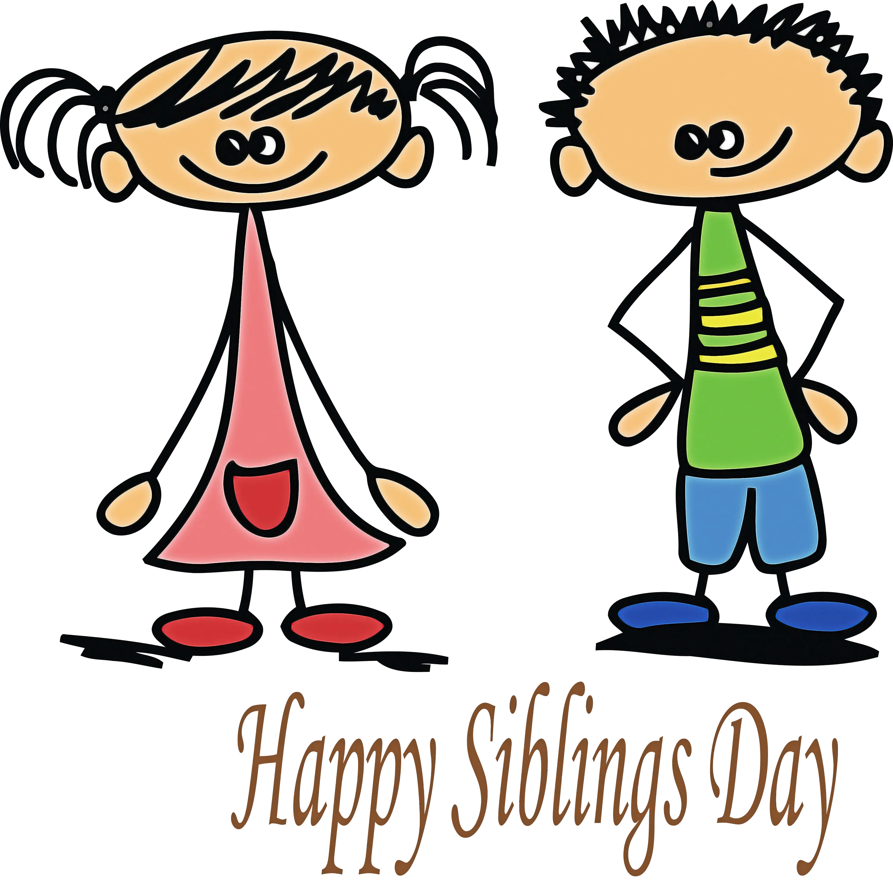 Happy Siblings Day Cartoon Illustration