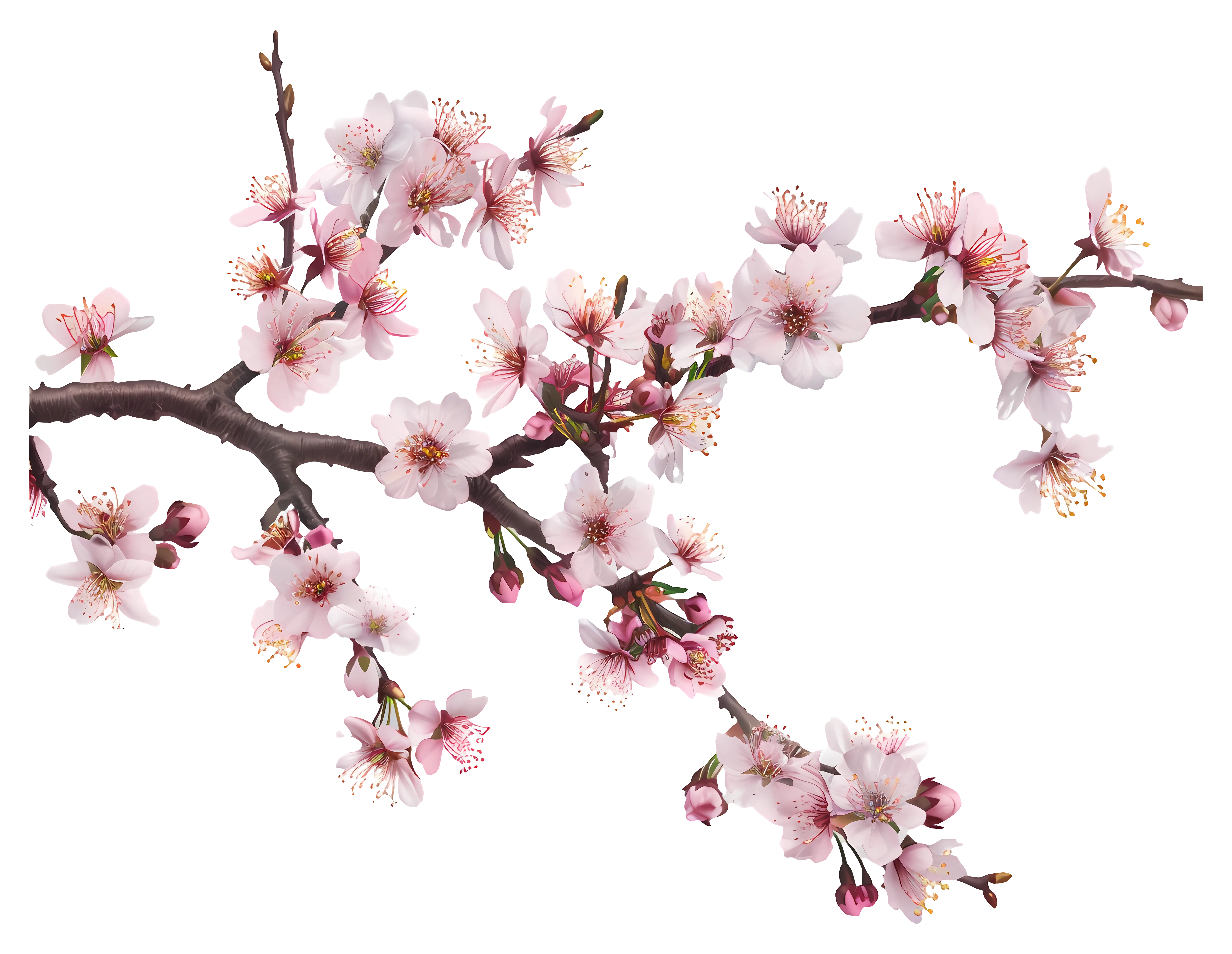 Delicate Cherry Blossom Branch Illustration