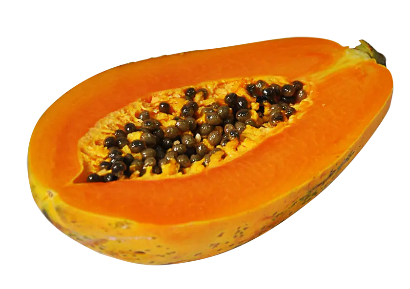 Halved Ripe Papaya with Seeds