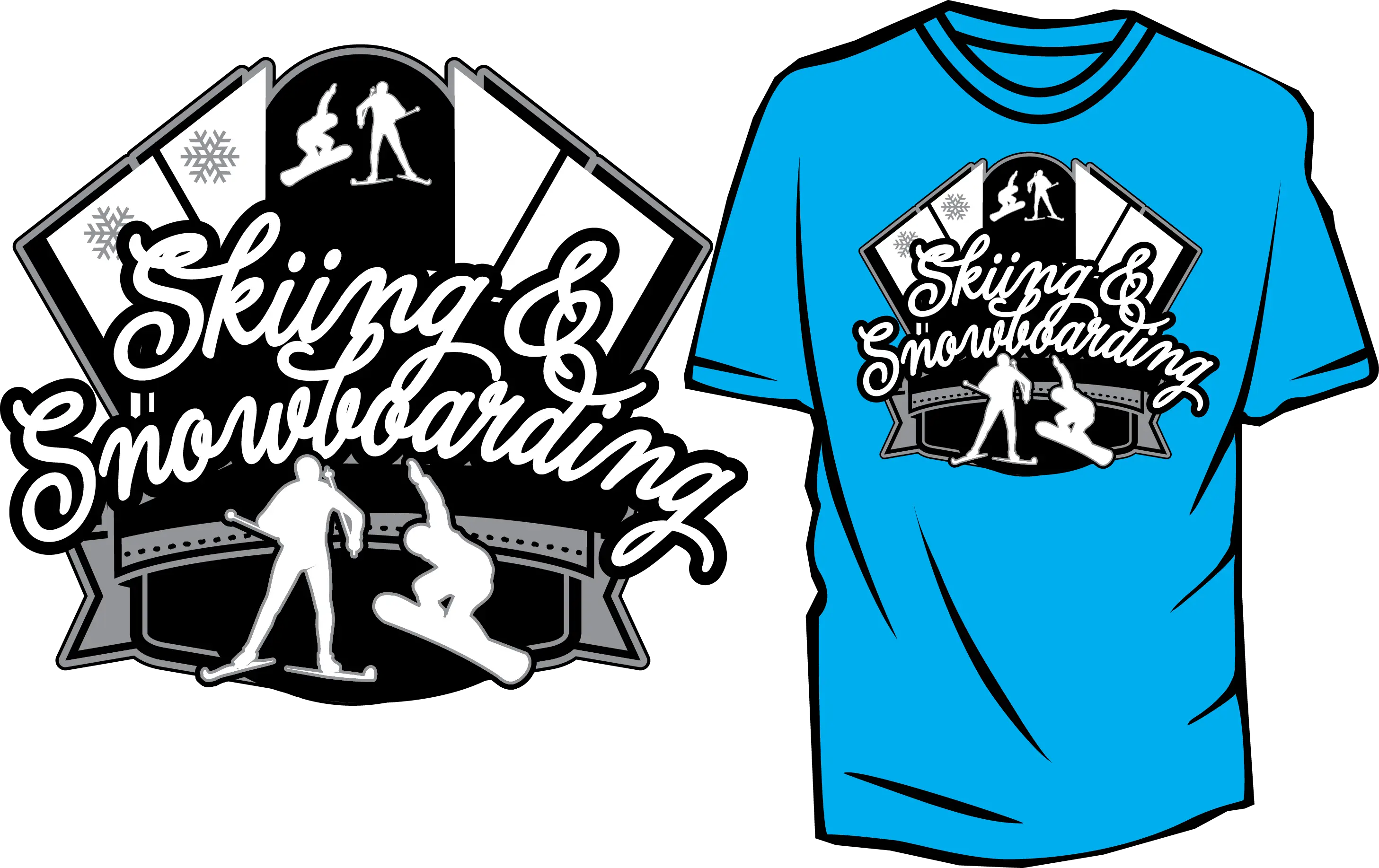 Skiing &amp; Snowboarding T-shirt Design