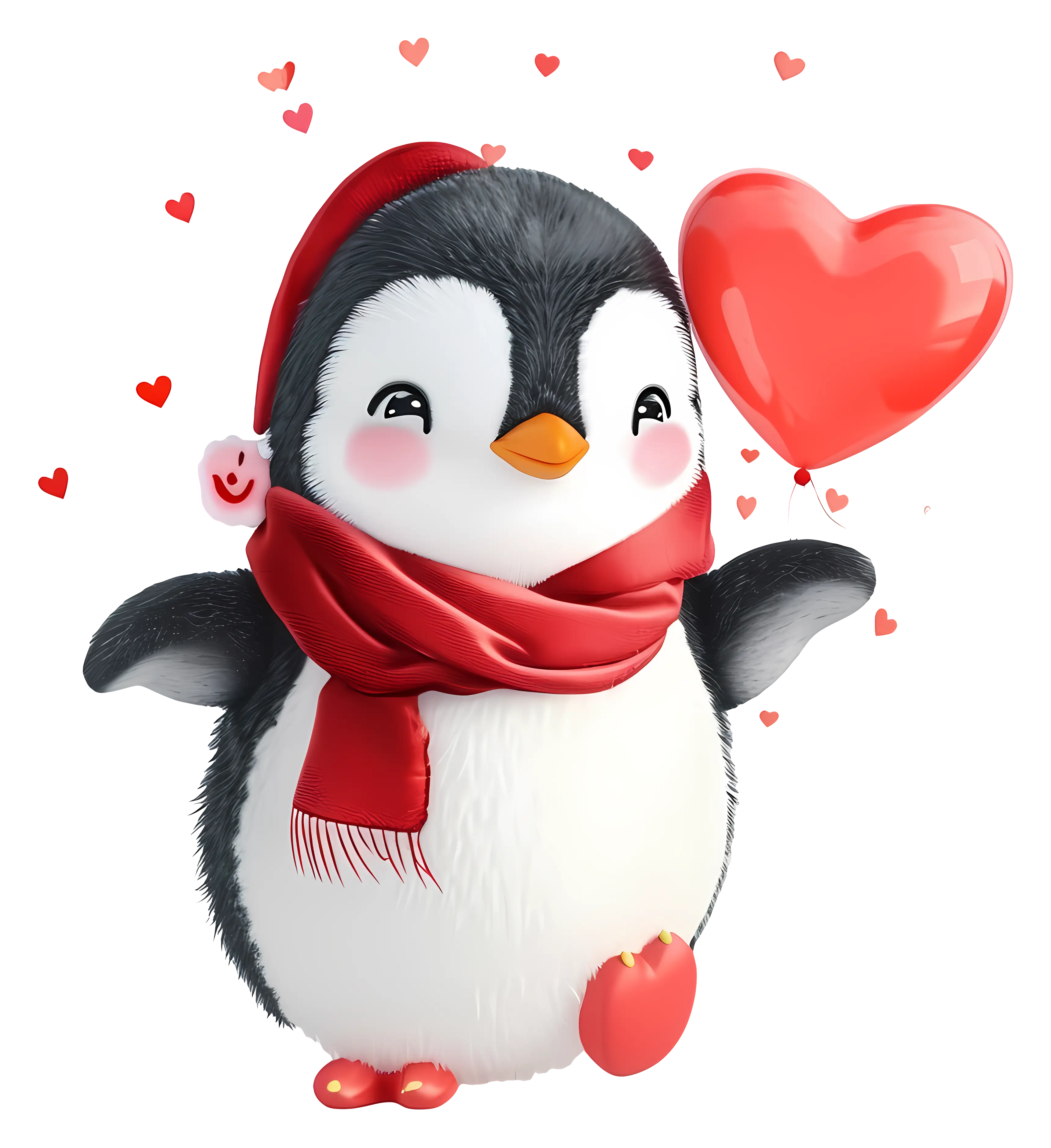 Adorable Penguin with Red Heart Illustration
