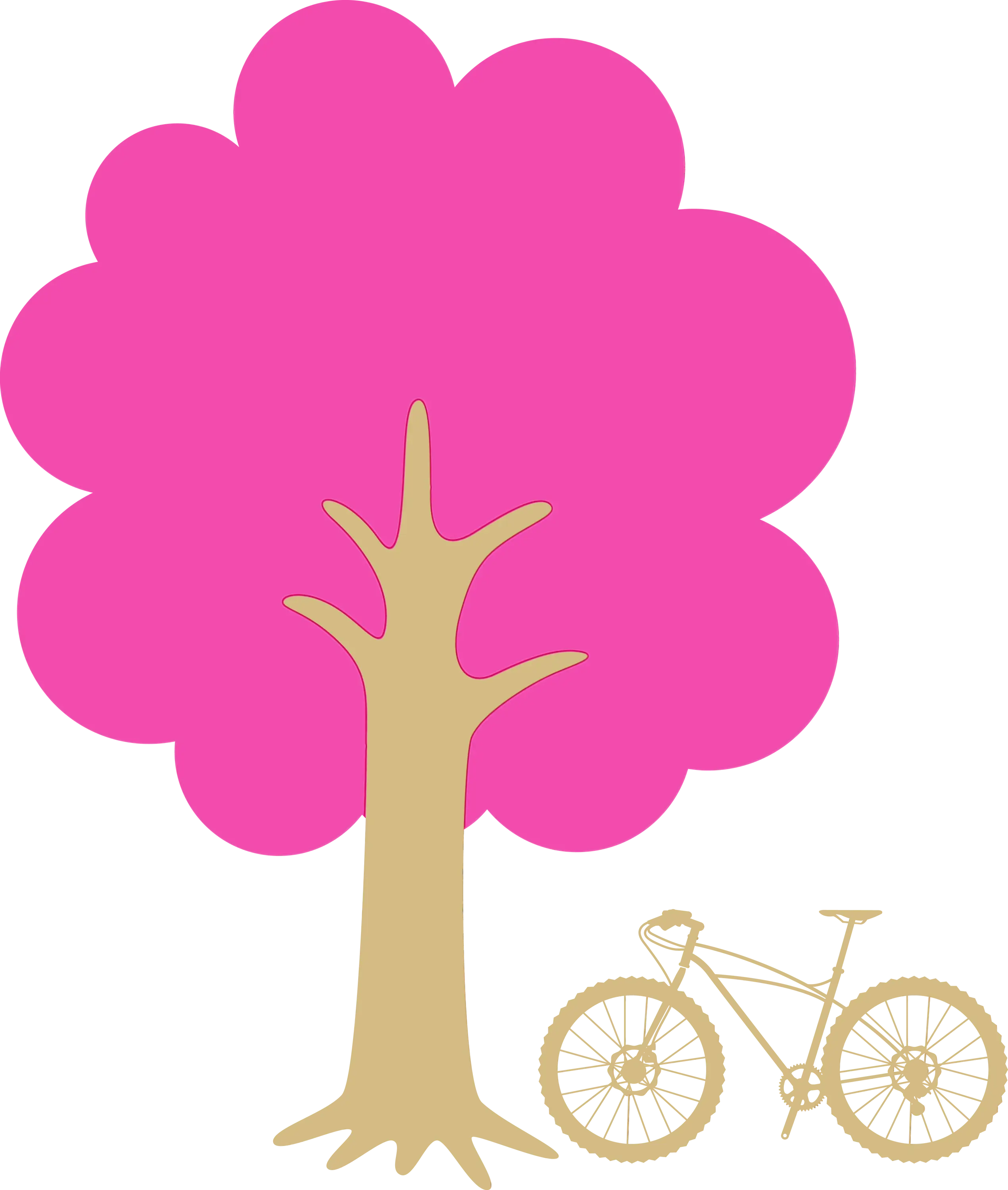 Pink Tree with a Bicycle Illustration
