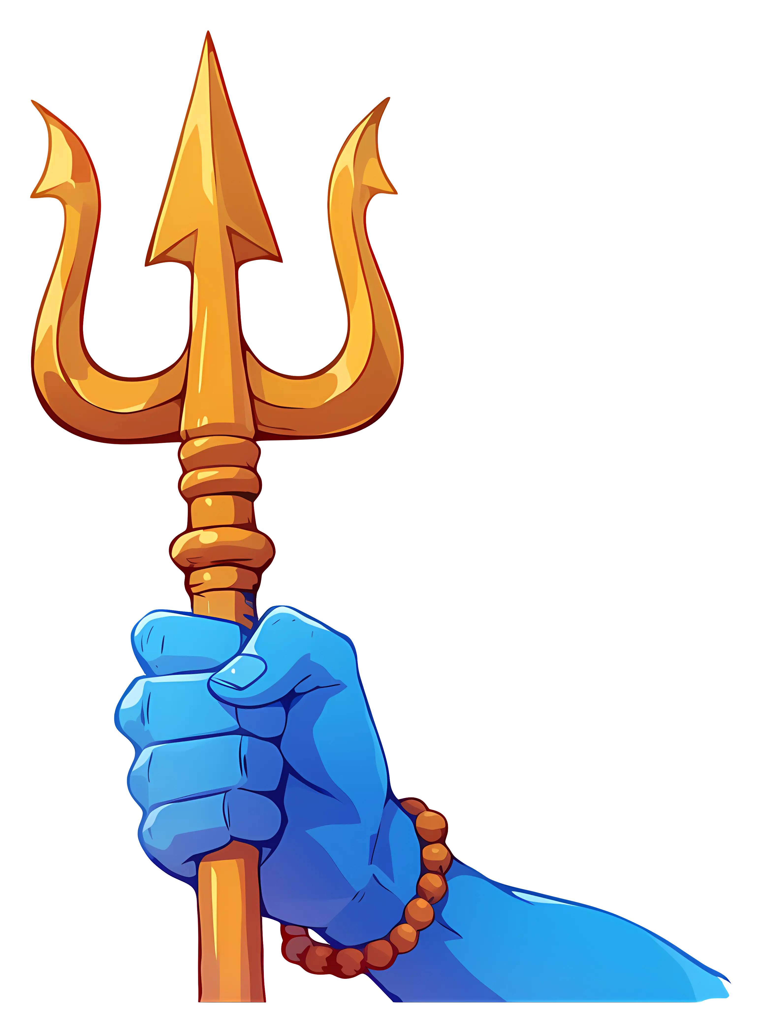 Mythological Trident Held by Blue Hand