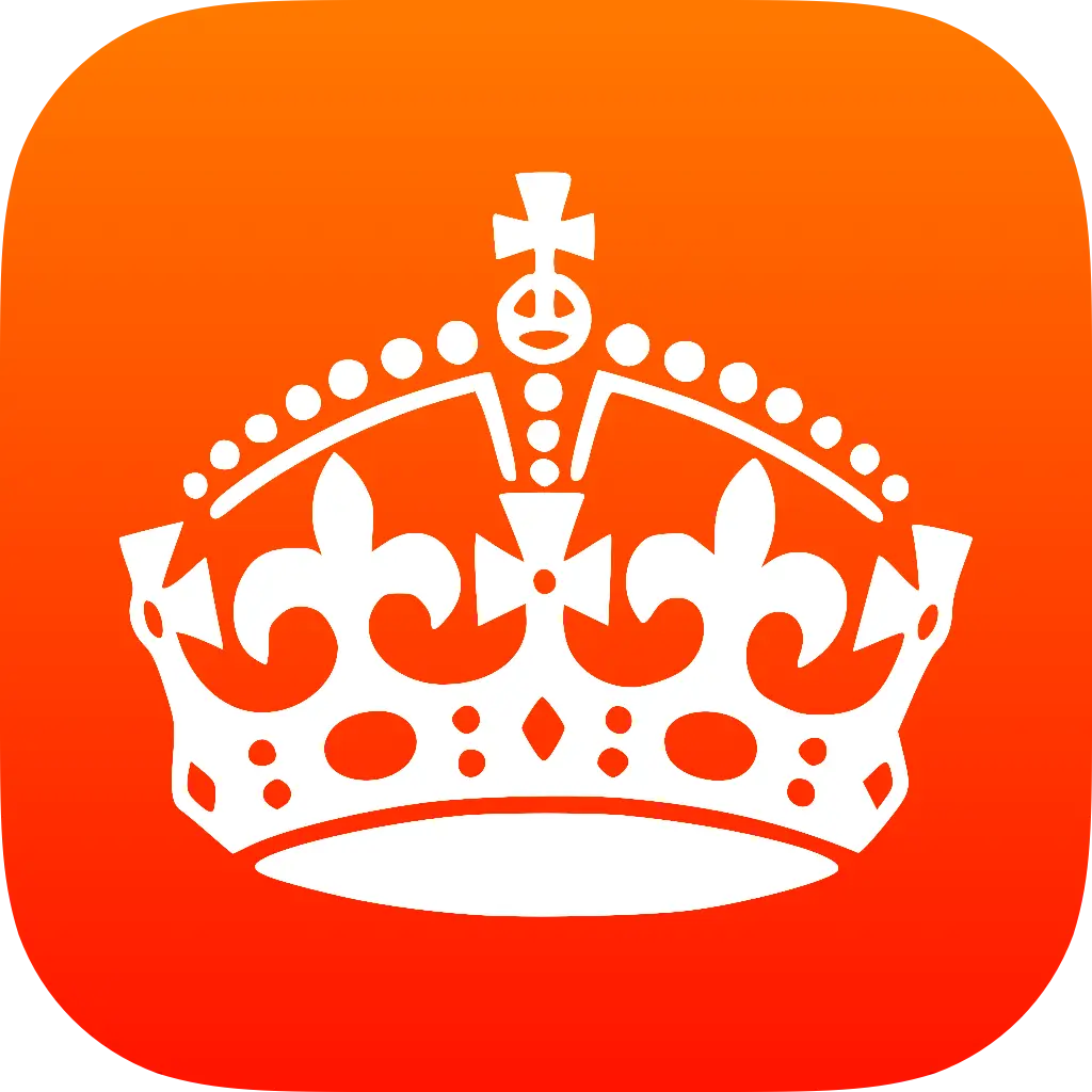 White Crown Symbol on Orange Background