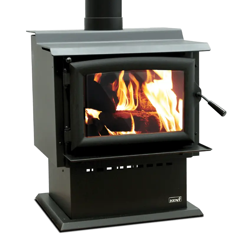 Wood Stove with Bright Burning Logs Inside