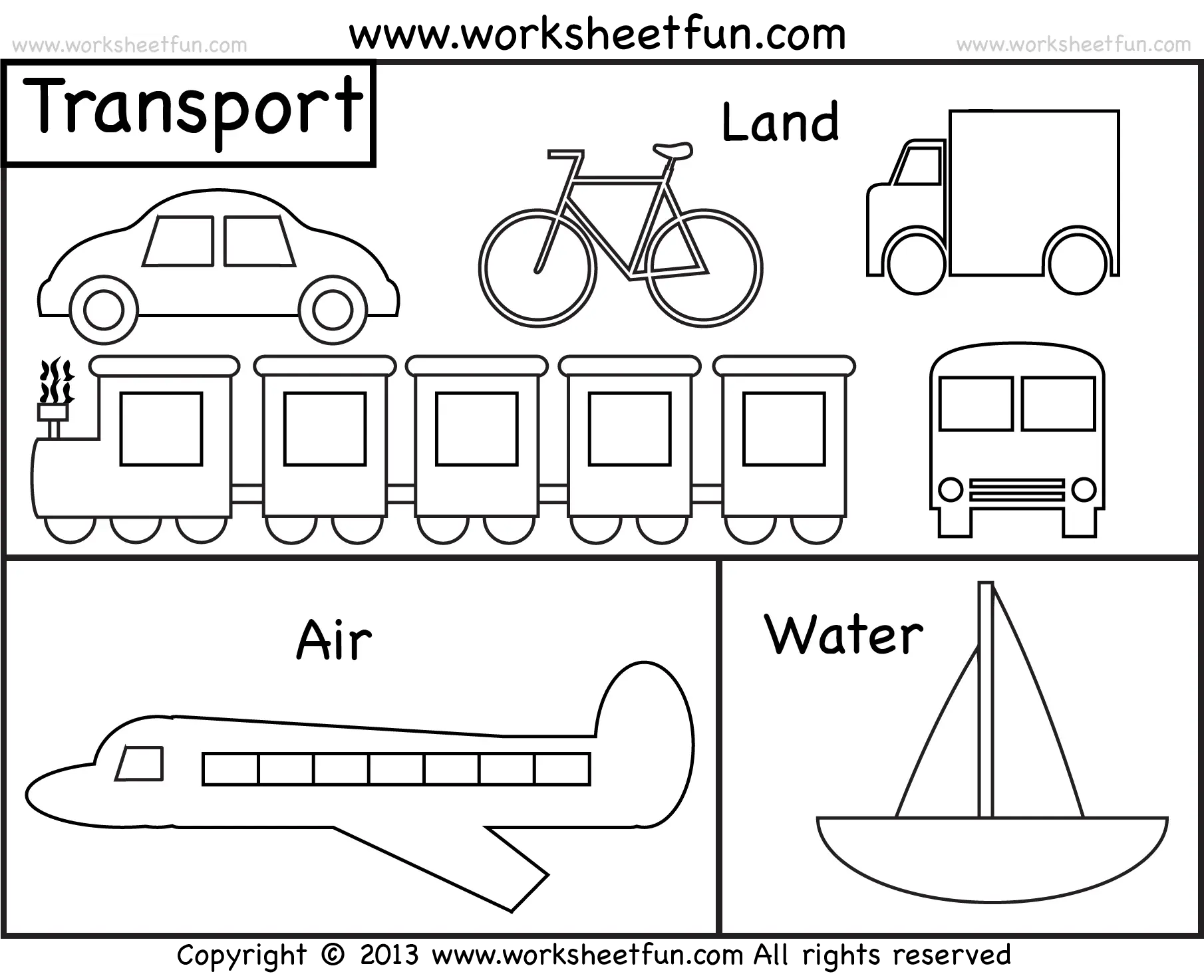 Transport Worksheet for Kids