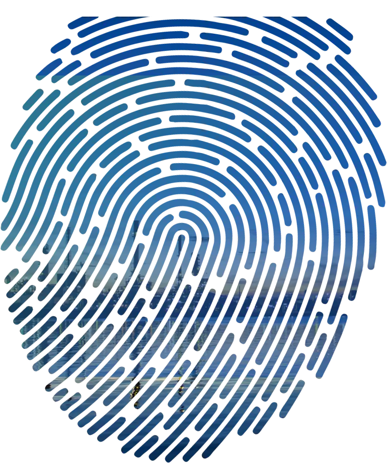 Blue Fingerprint with Scenic Overlay