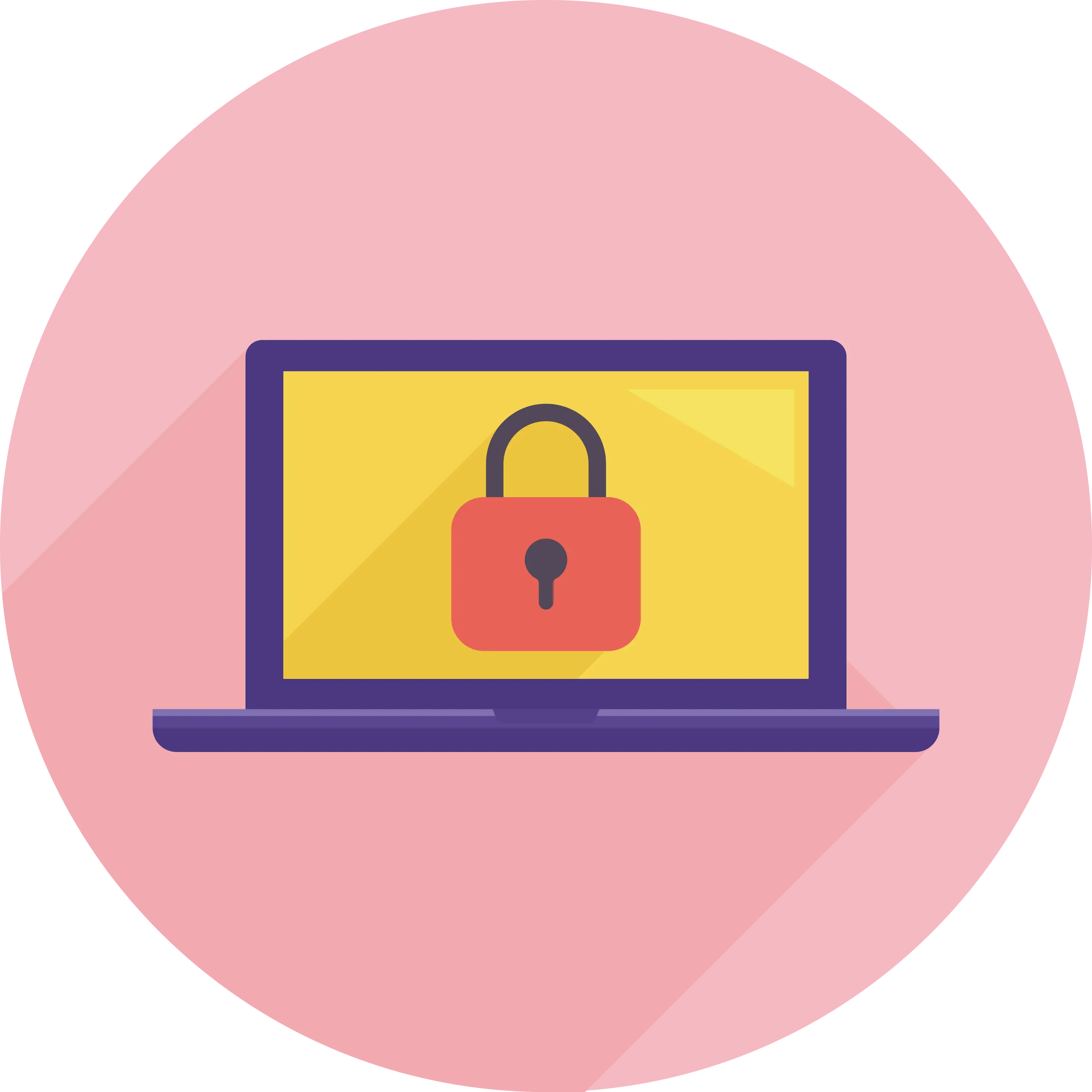 Secured Laptop with Lock Symbol