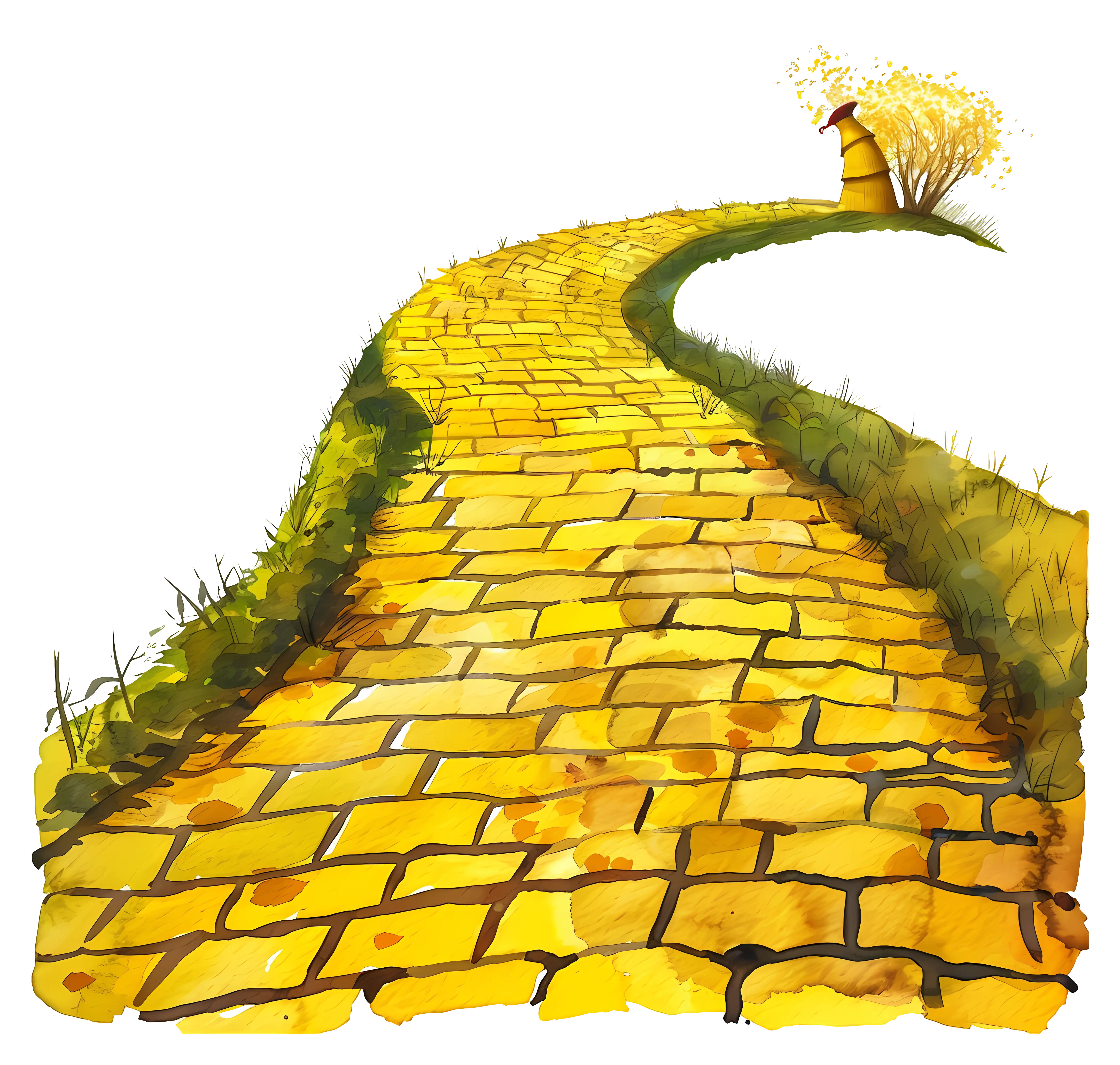 Yellow Brick Path in Illustrative Style