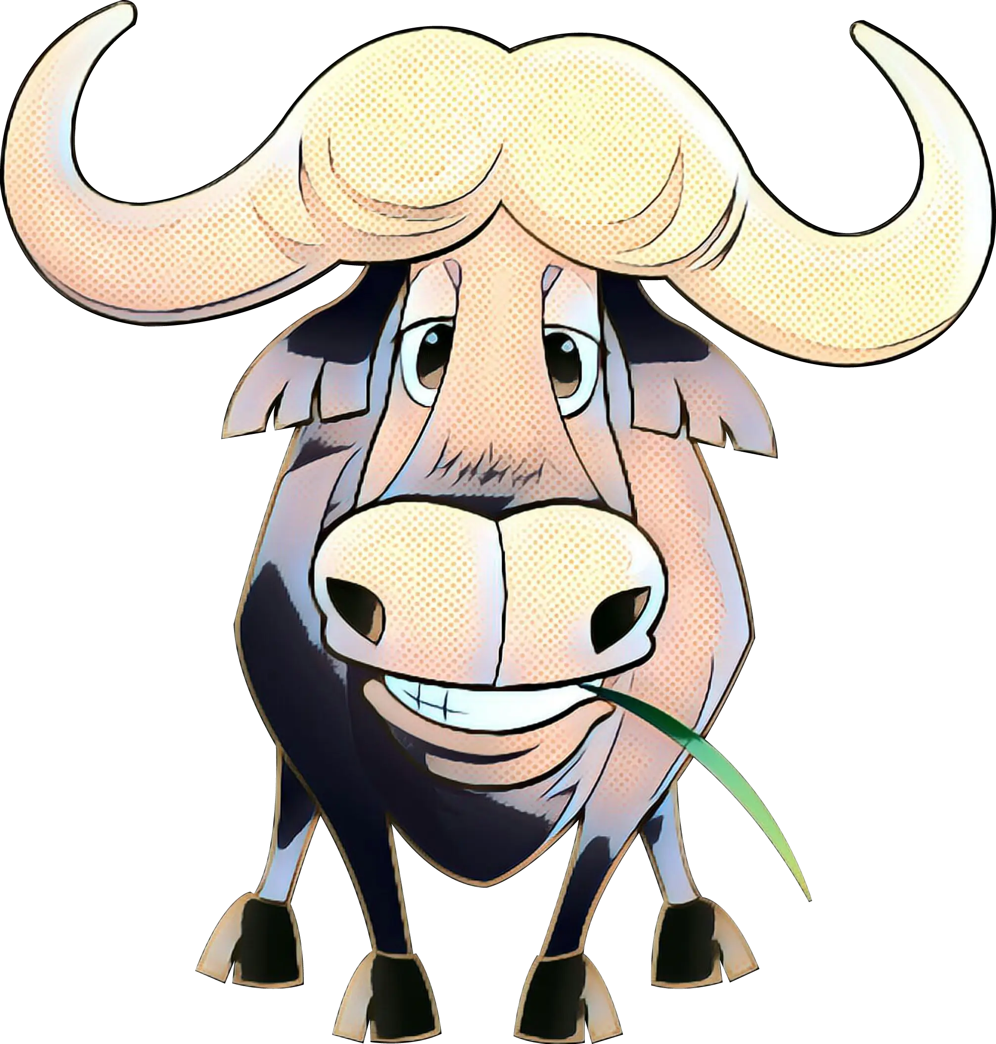 Cartoon Buffalo Chewing Grass