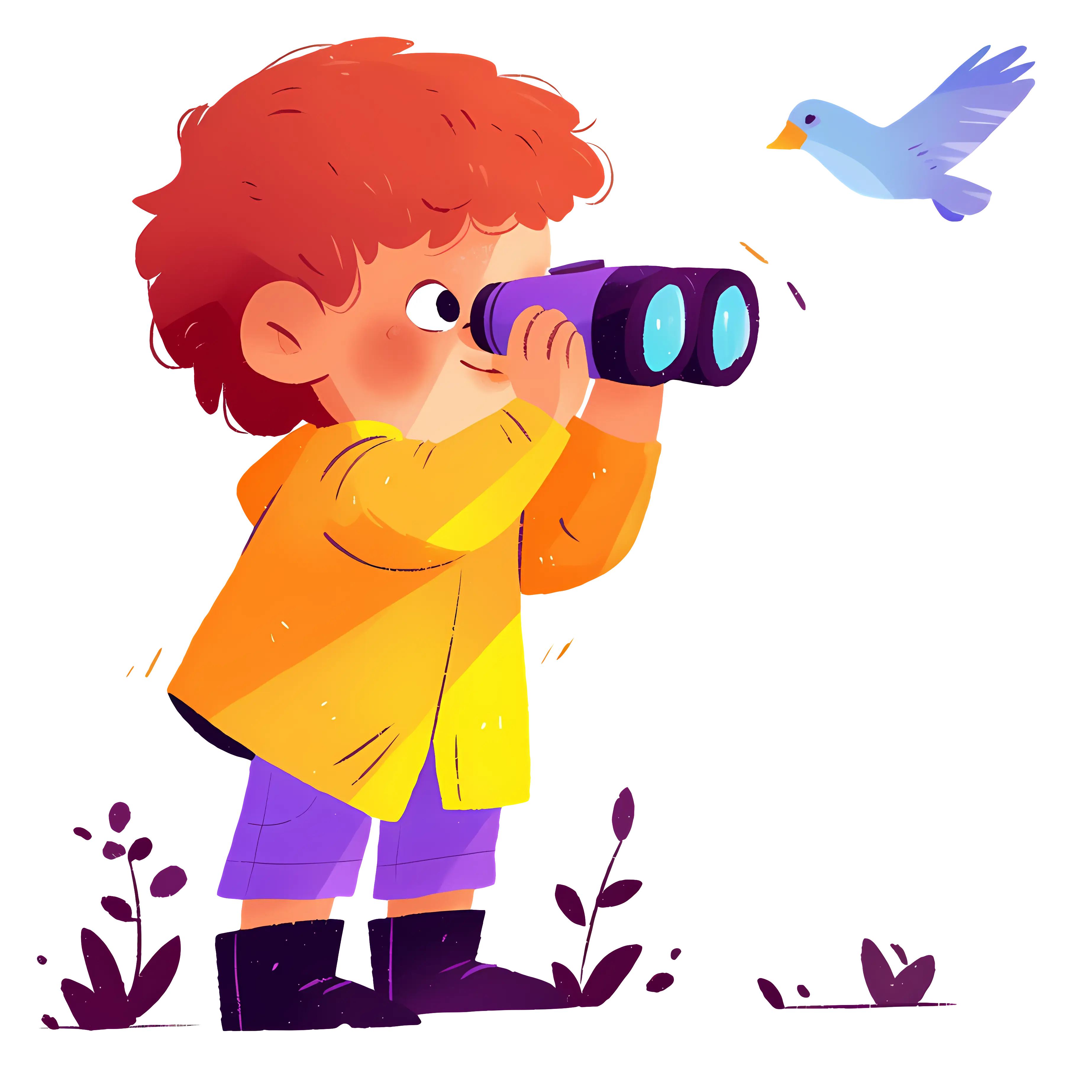 Boy Birdwatching Through Binoculars
