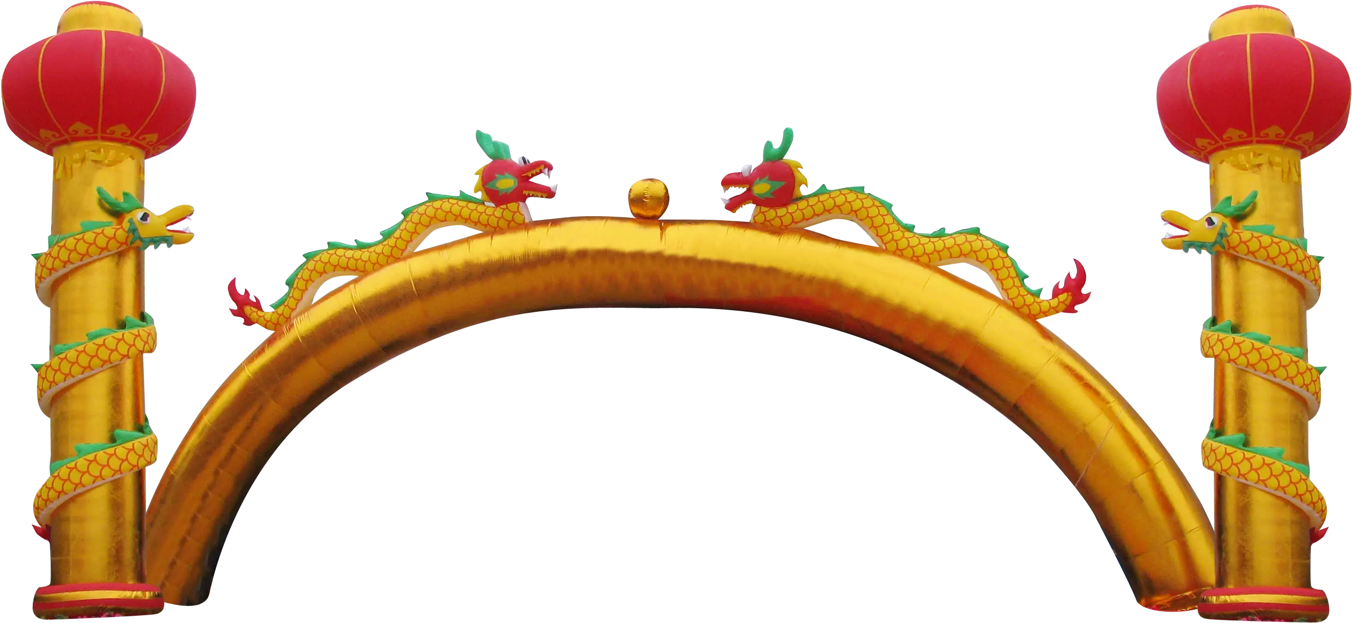 Traditional Golden Chinese Arch with Dragon Decorations