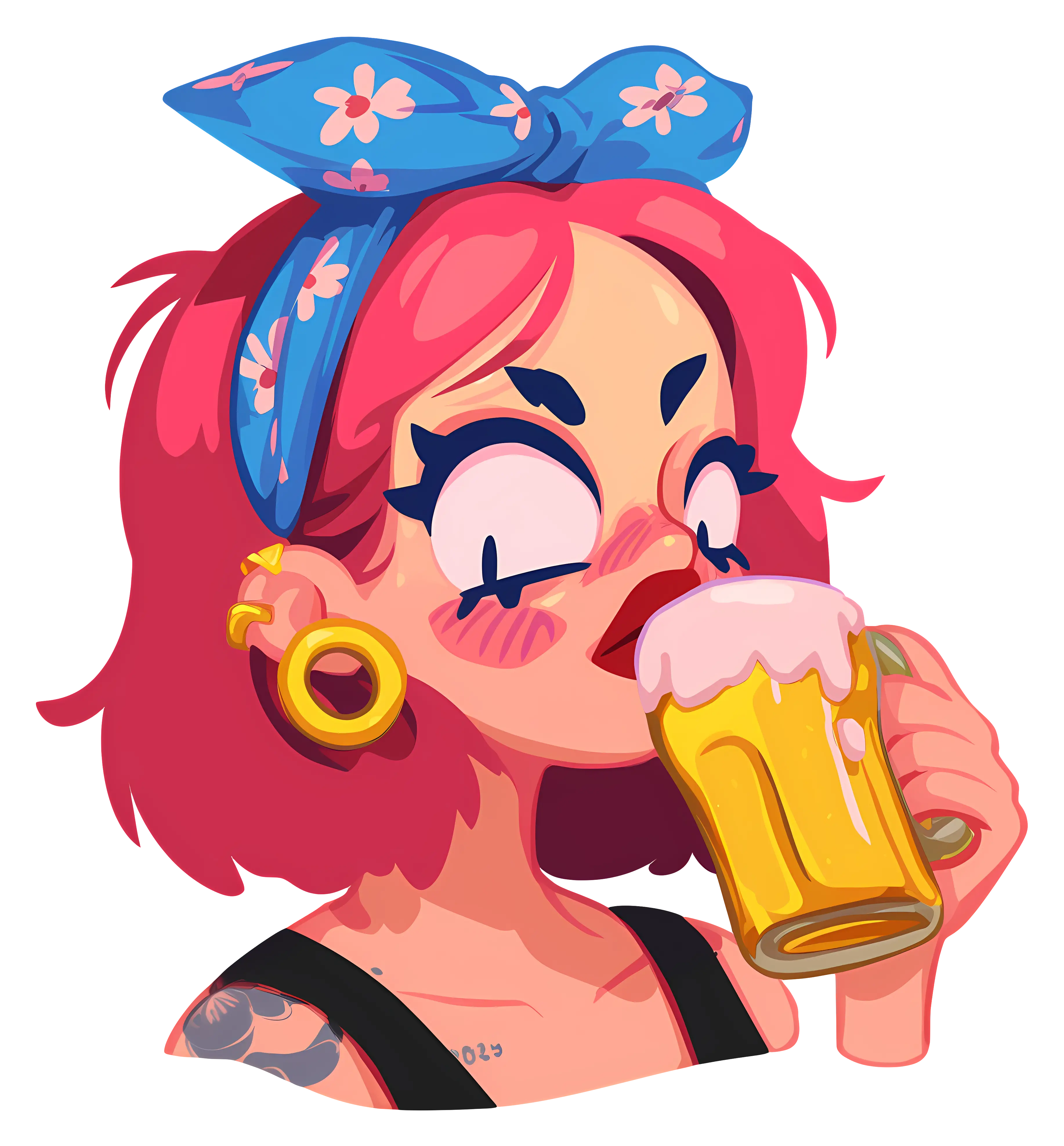Girl with Drink and Bandana