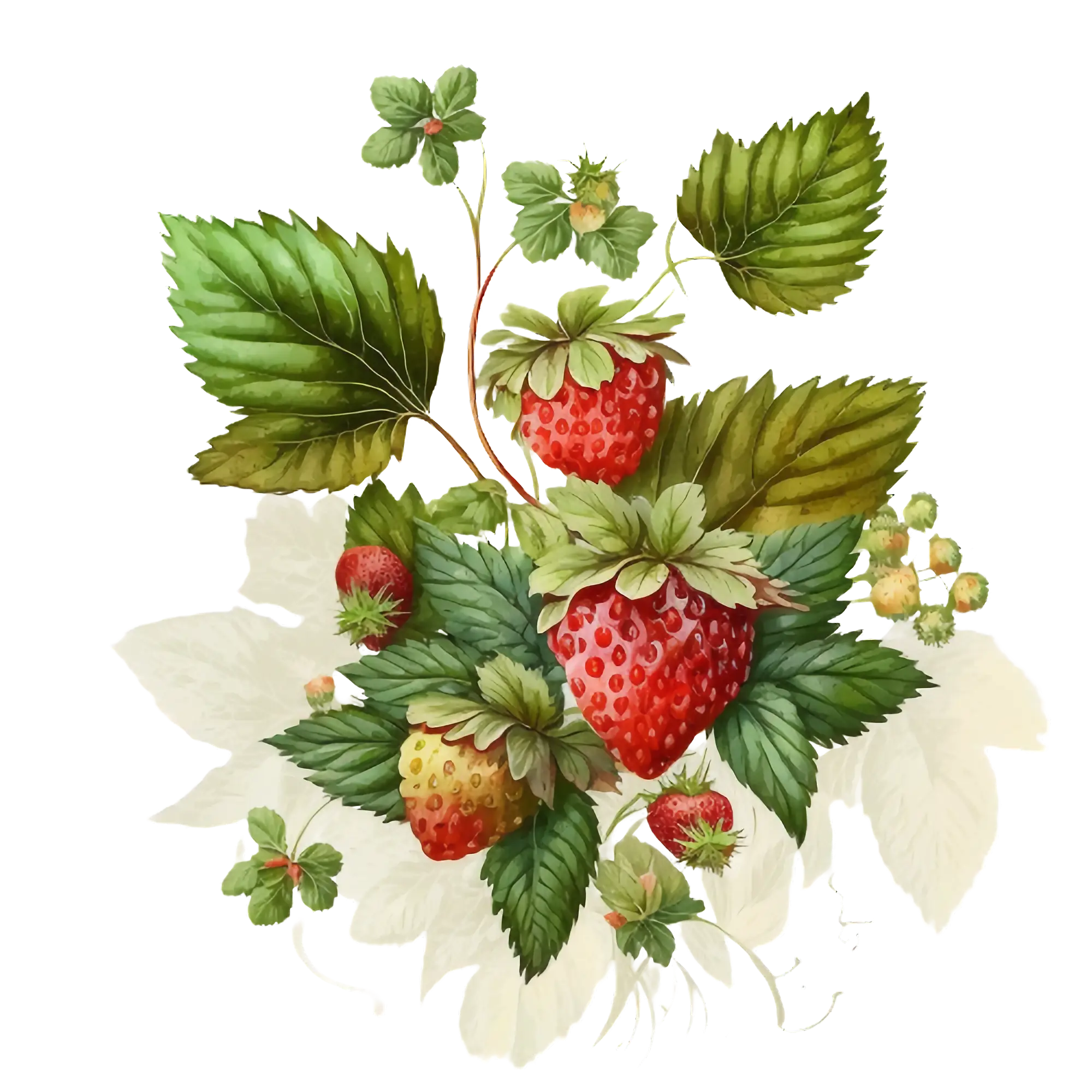 Watercolor Botanical Strawberry Illustration