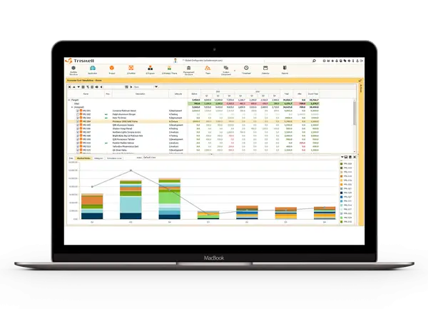 Laptop Displaying Business Graphs