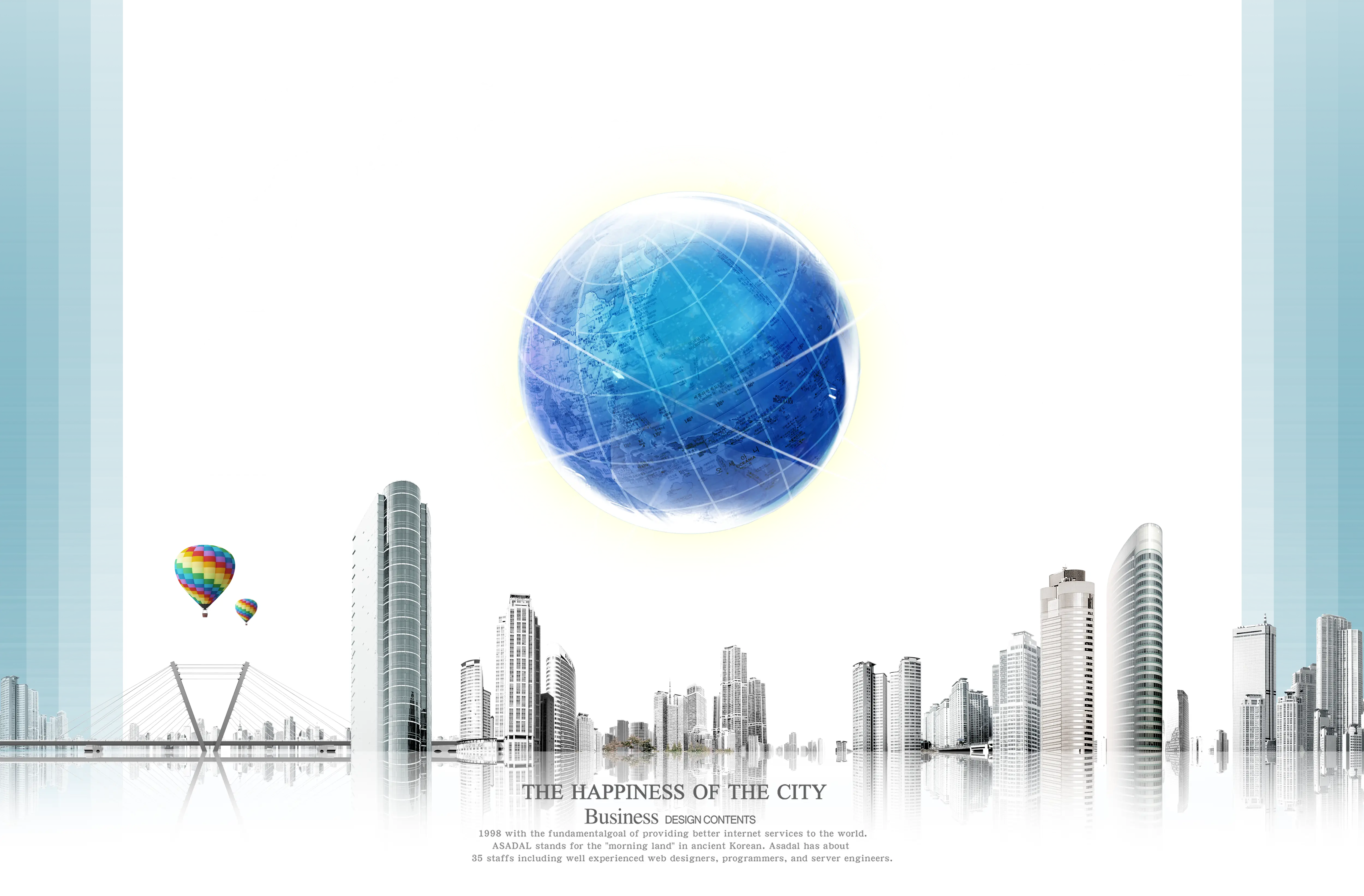 Modern Cityscape with Blue Globe