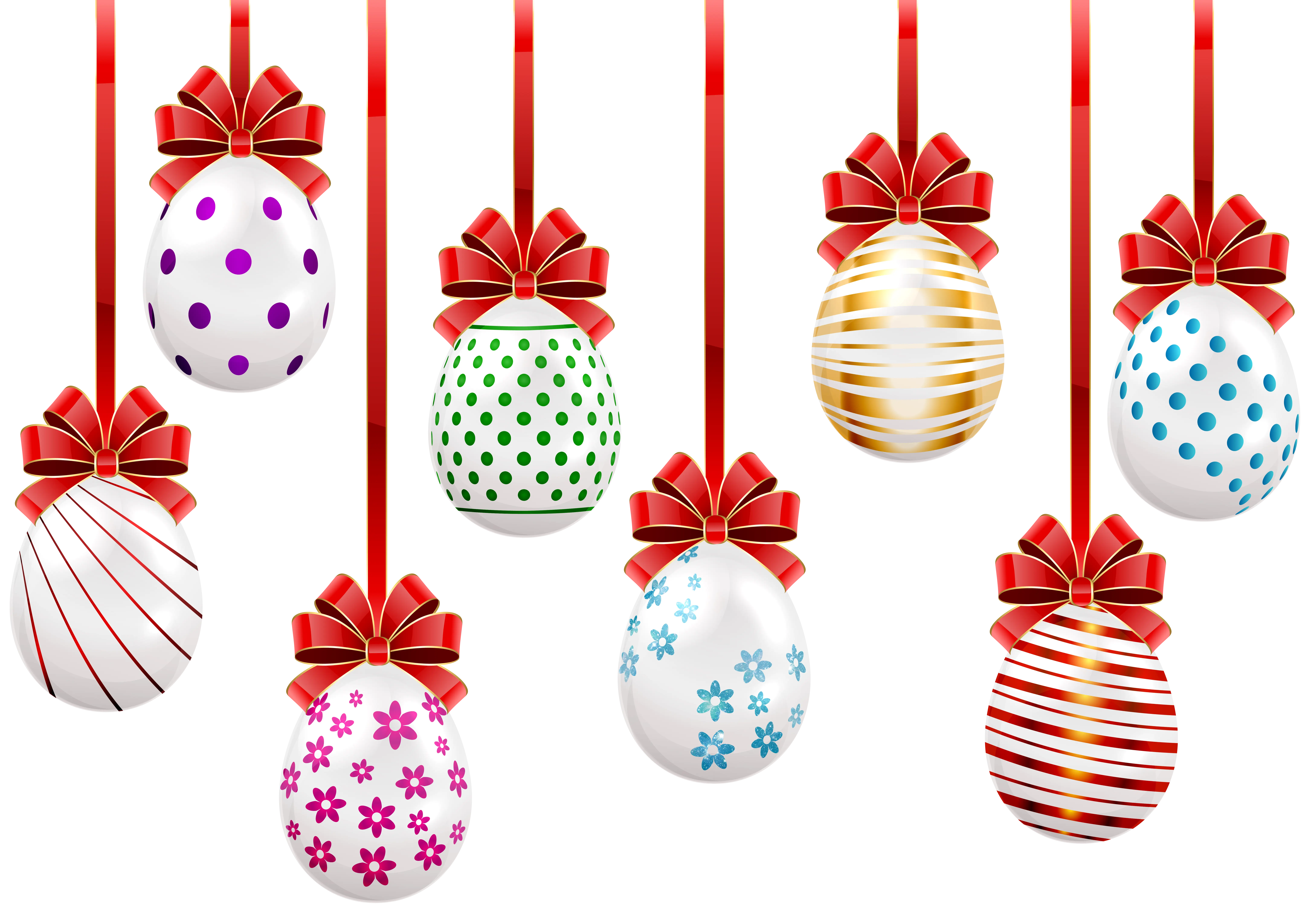 Colorful Hanging Easter Eggs with Ribbons