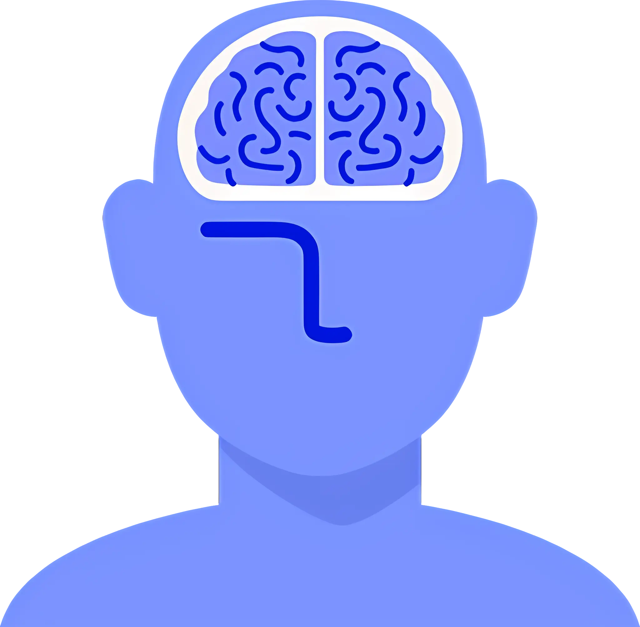Abstract Blue Head with Brain Illustration