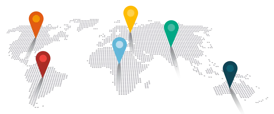 World Map with Location Pins