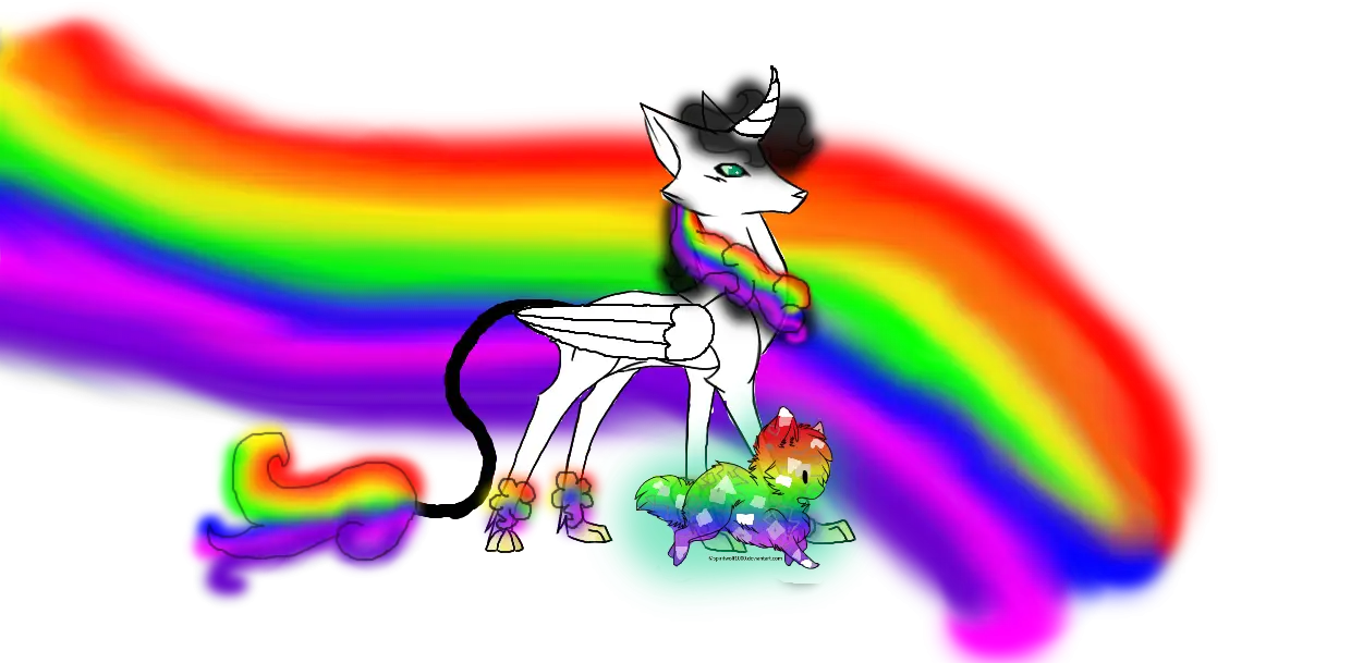 Colorful Rainbow Unicorn with a Pet
