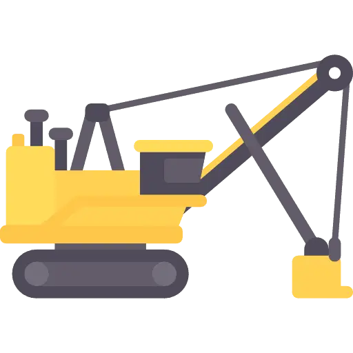 Yellow Excavator in Flat Design Style