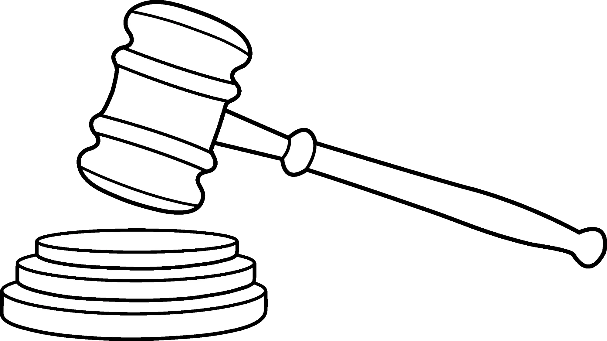 Gavel and Sound Block Outline Illustration
