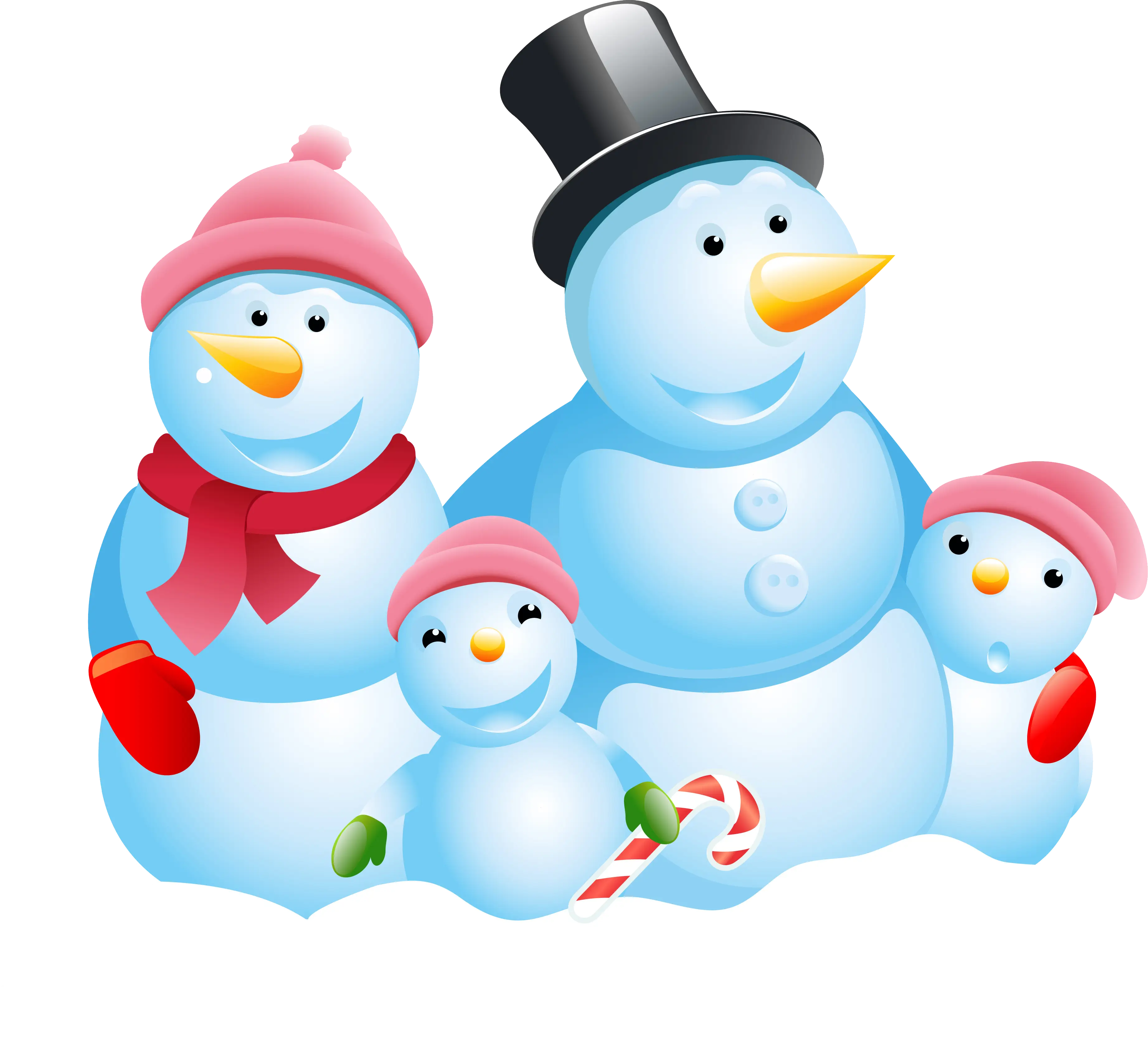 Snowman Family Illustration for Christmas