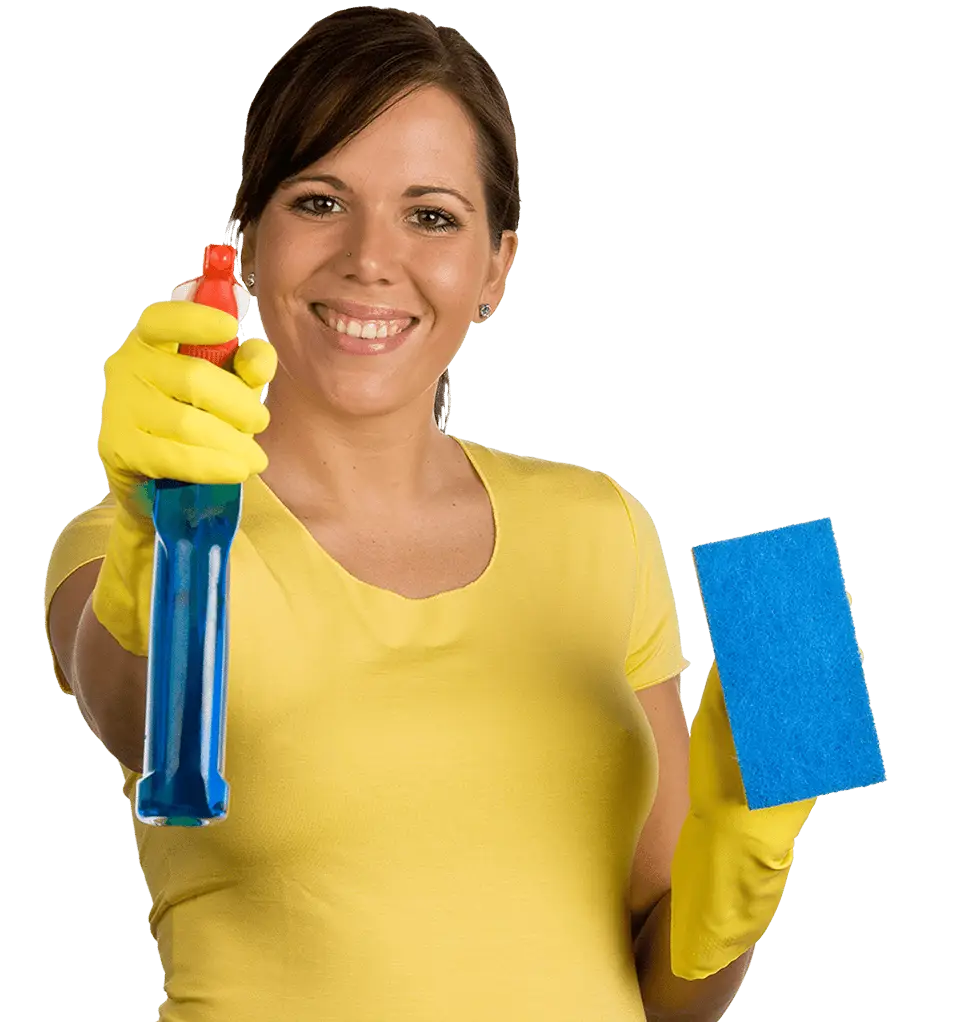 Woman Holding Cleaning Supplies