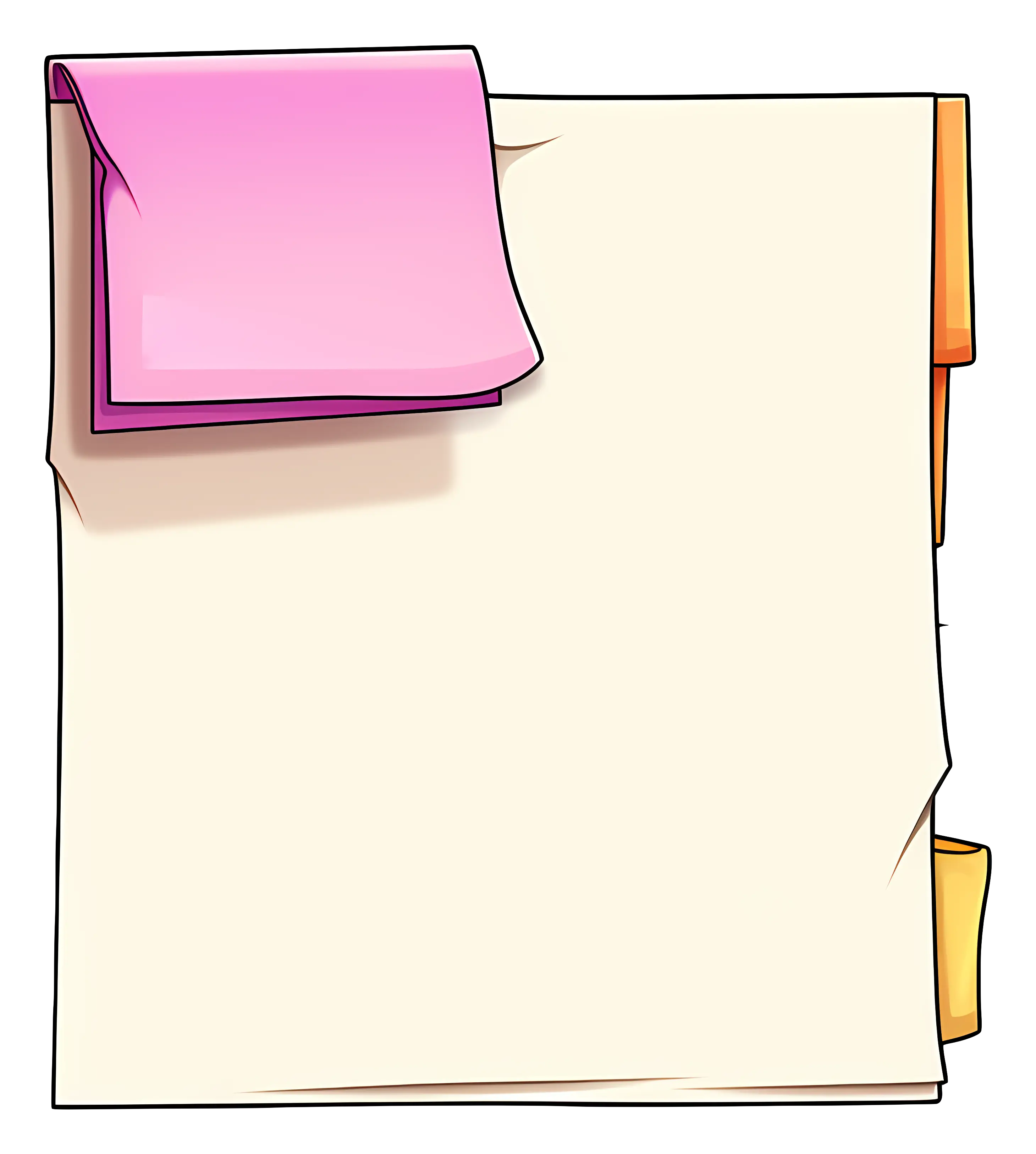 Cartoon Paper with Colorful Sticky Notes