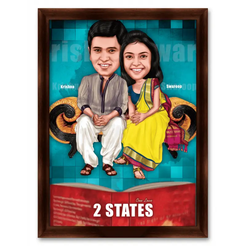 Caricature Couple in 2 States Poster