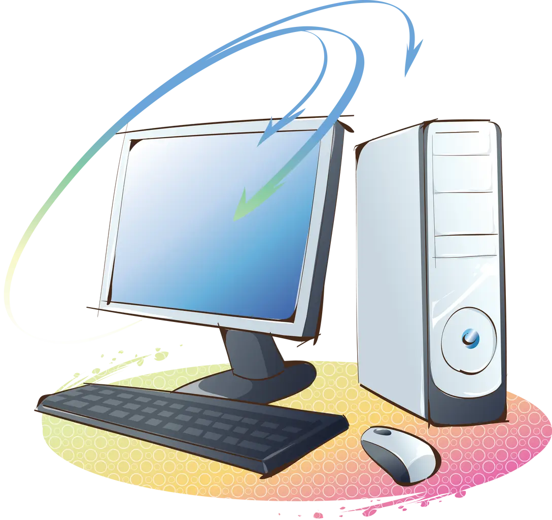 Illustration of Desktop Computer Setup with Keyboard and Mouse