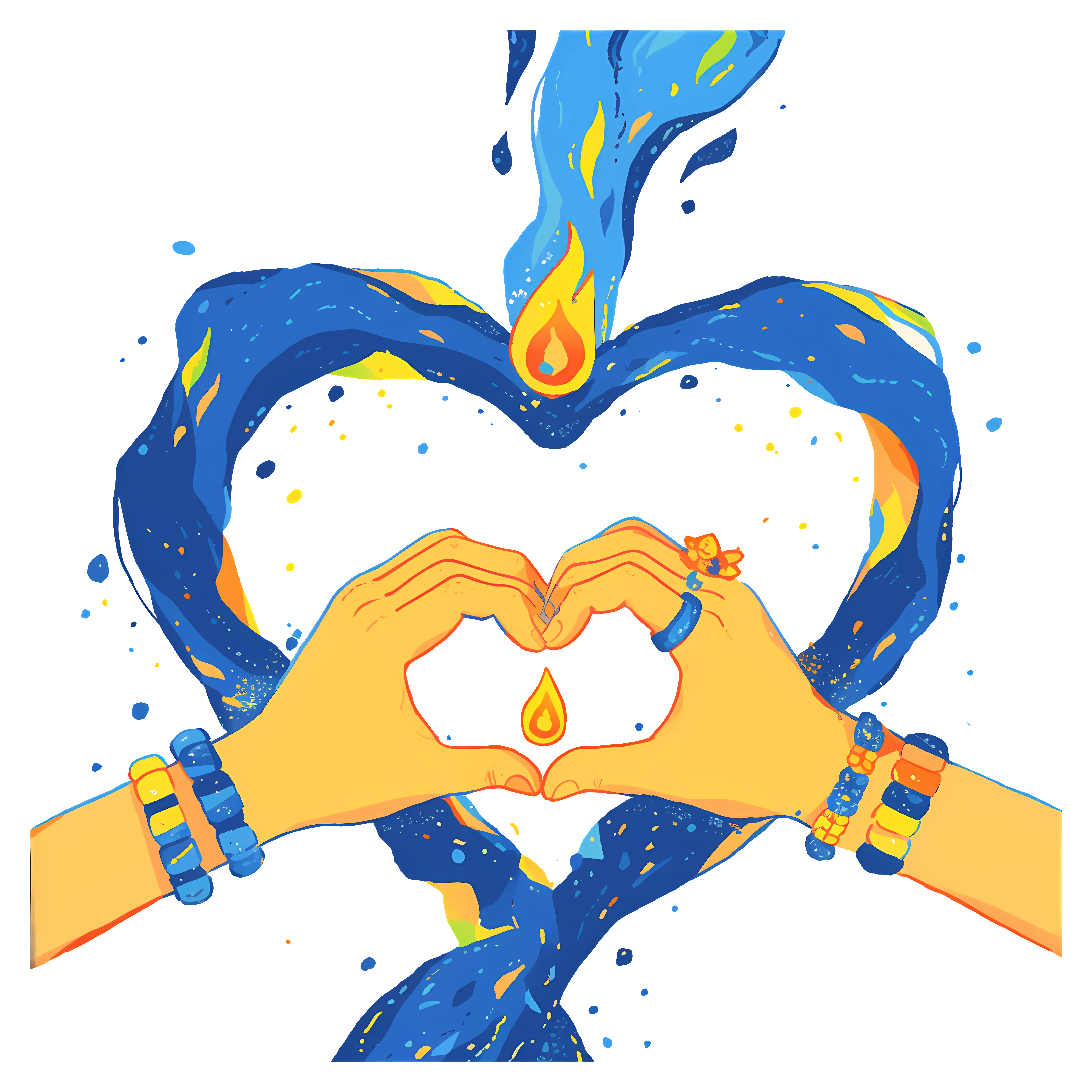 Heart and Hands with Fire and Water