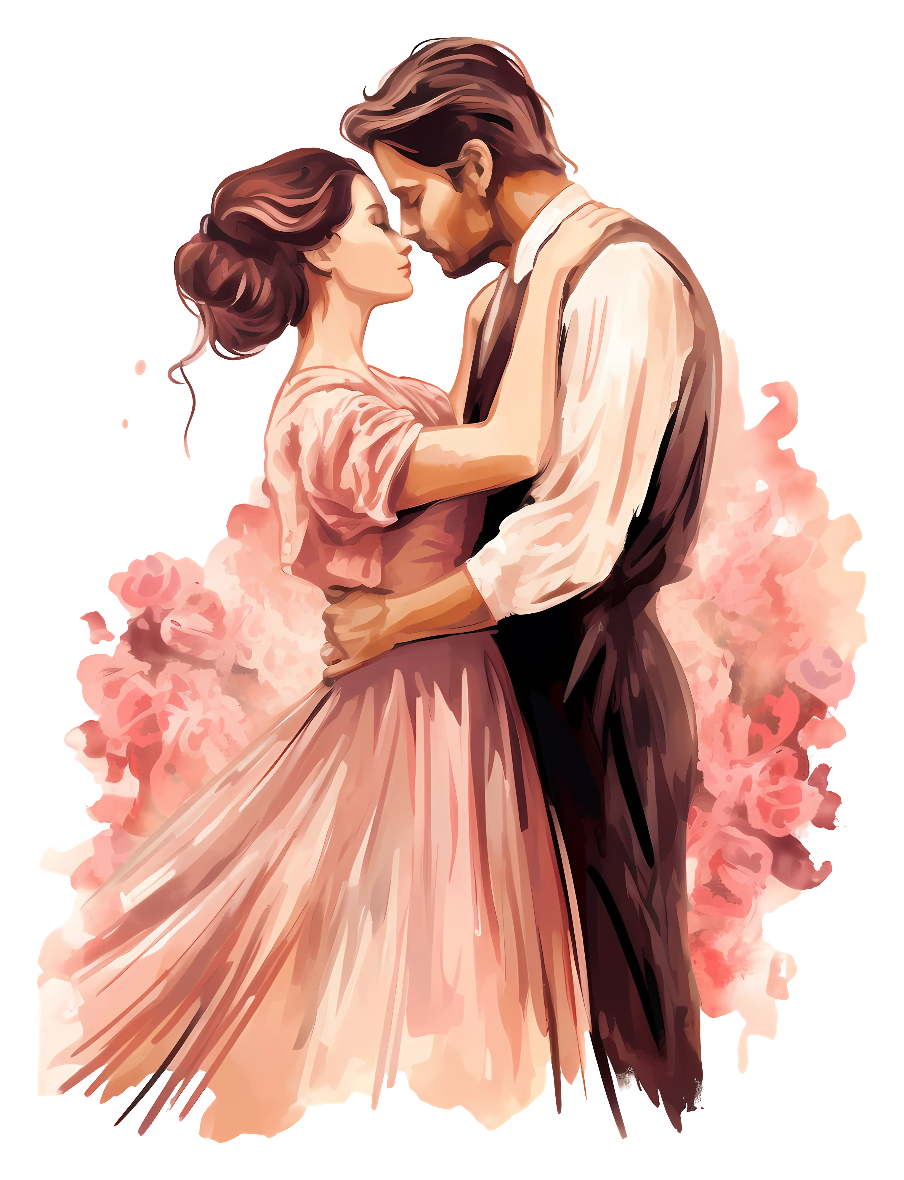 Romantic Couple Embracing in Art