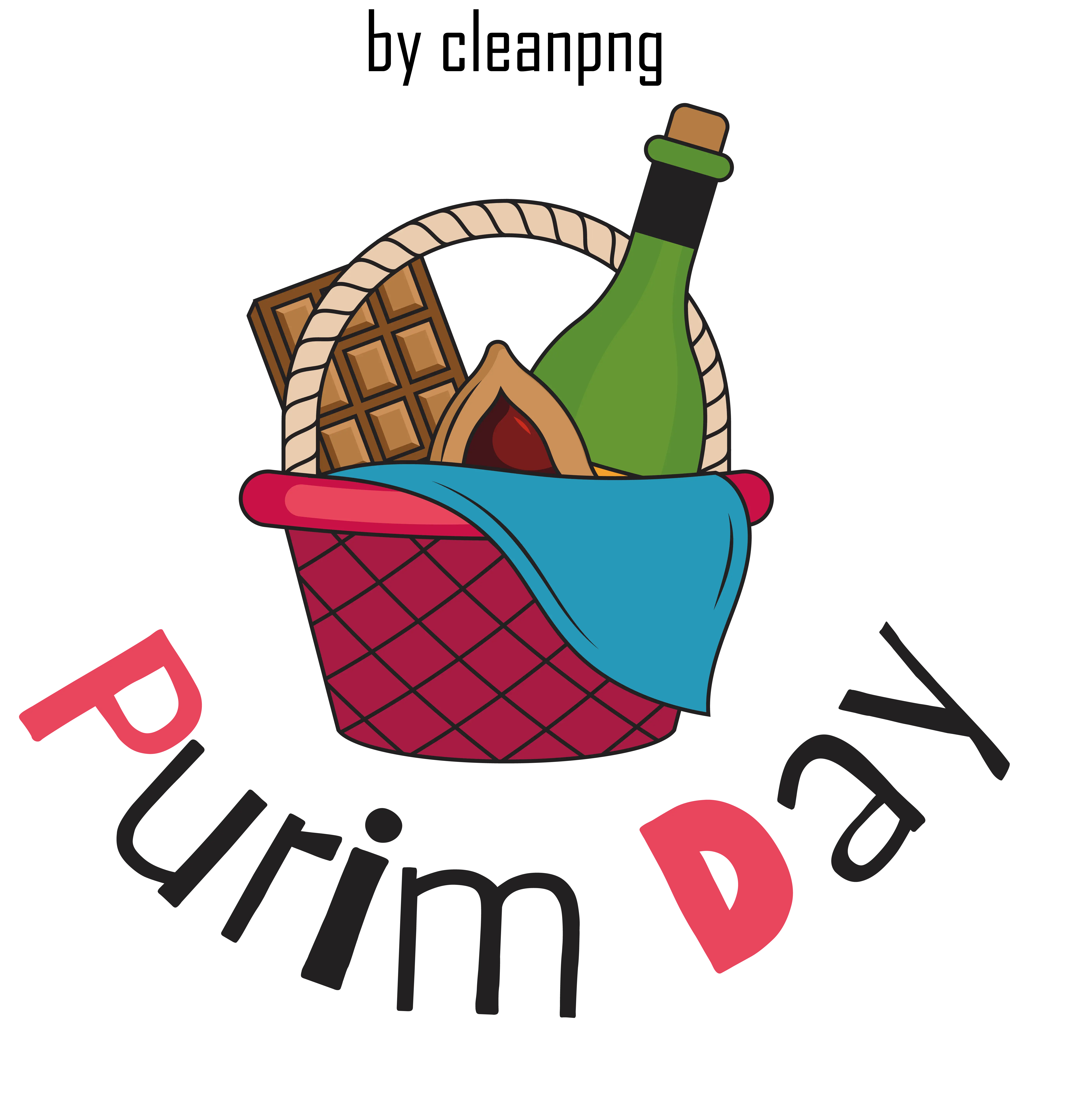 Purim Day Basket Illustration