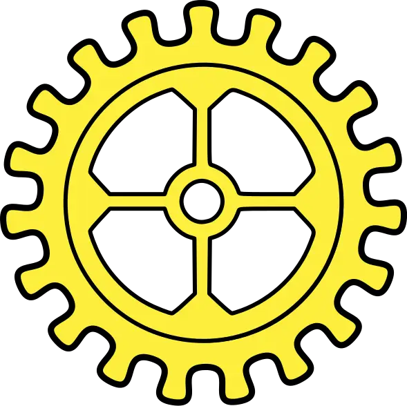 Bright Yellow Gear Icon for Industrial Use